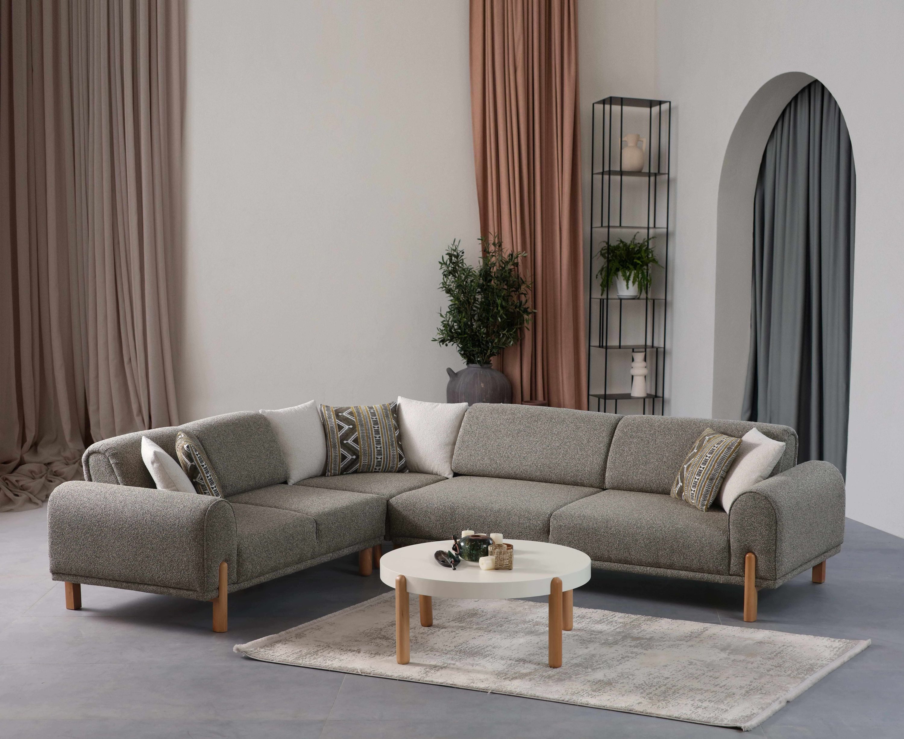 Villa Möbel Ecksofa Adonis, 1 Teile, mit Relax-/Bettfunktion durch umklappbare Rückenlehne