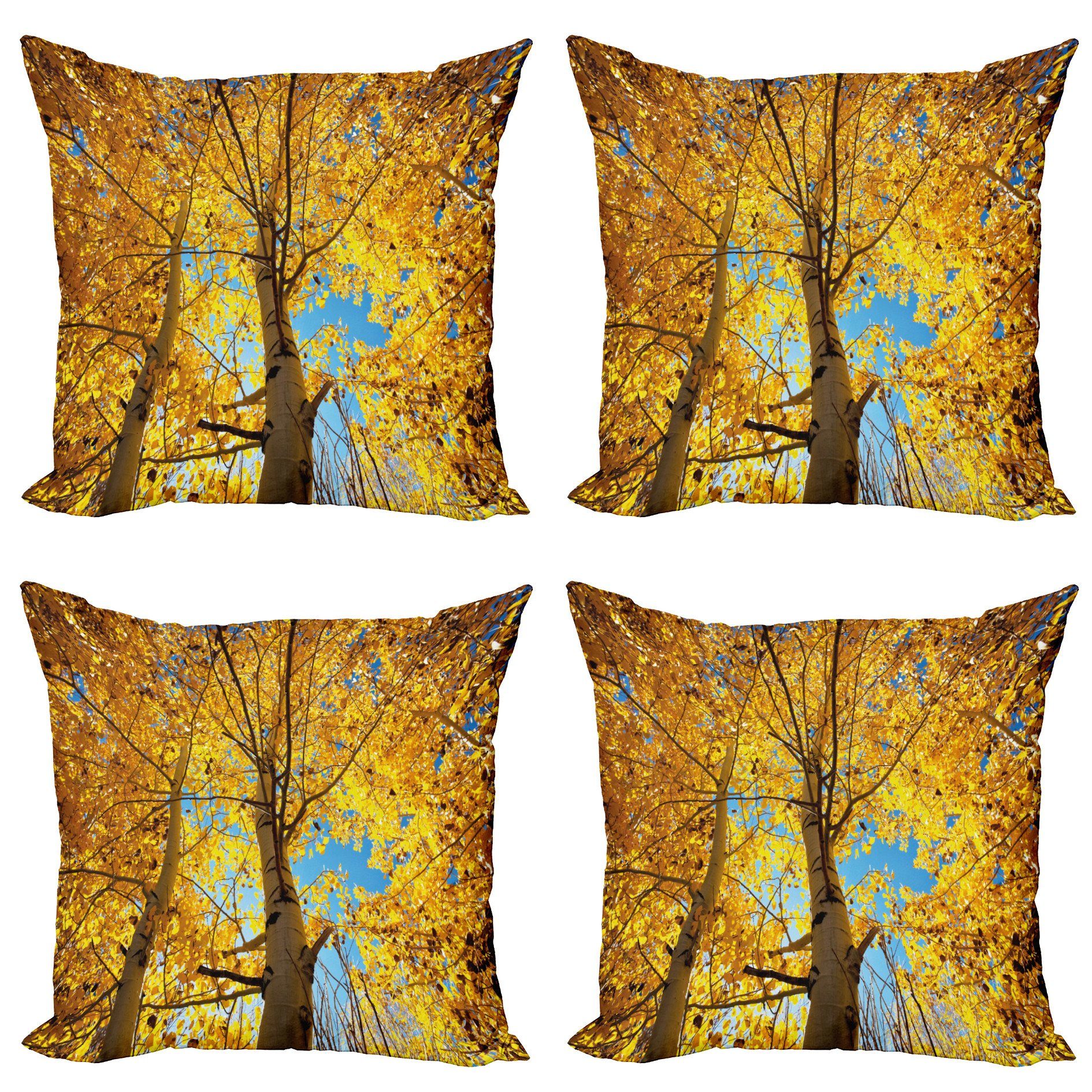 Kissenbezüge Modern Accent Doppelseitiger Digitaldruck, Abakuhaus (4 Stück), Natur Bäume im Herbst Blatt Wald