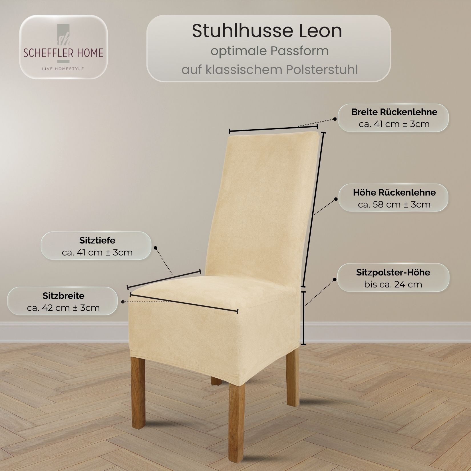 sh SCHEFFLER-HOME LIVE HOMESTYLE Stuhlhusse Leon Stoff Veltara, Premium-Microfaser Veltara in edler Wildleder-Optik