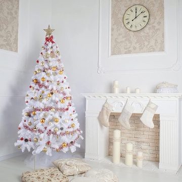 OZAVO Künstlicher Weihnachtsbaum XM008, Weiß Tannenbaum, Christbaum, Kunstbaum Weihnachten 150cm 400Spitzen