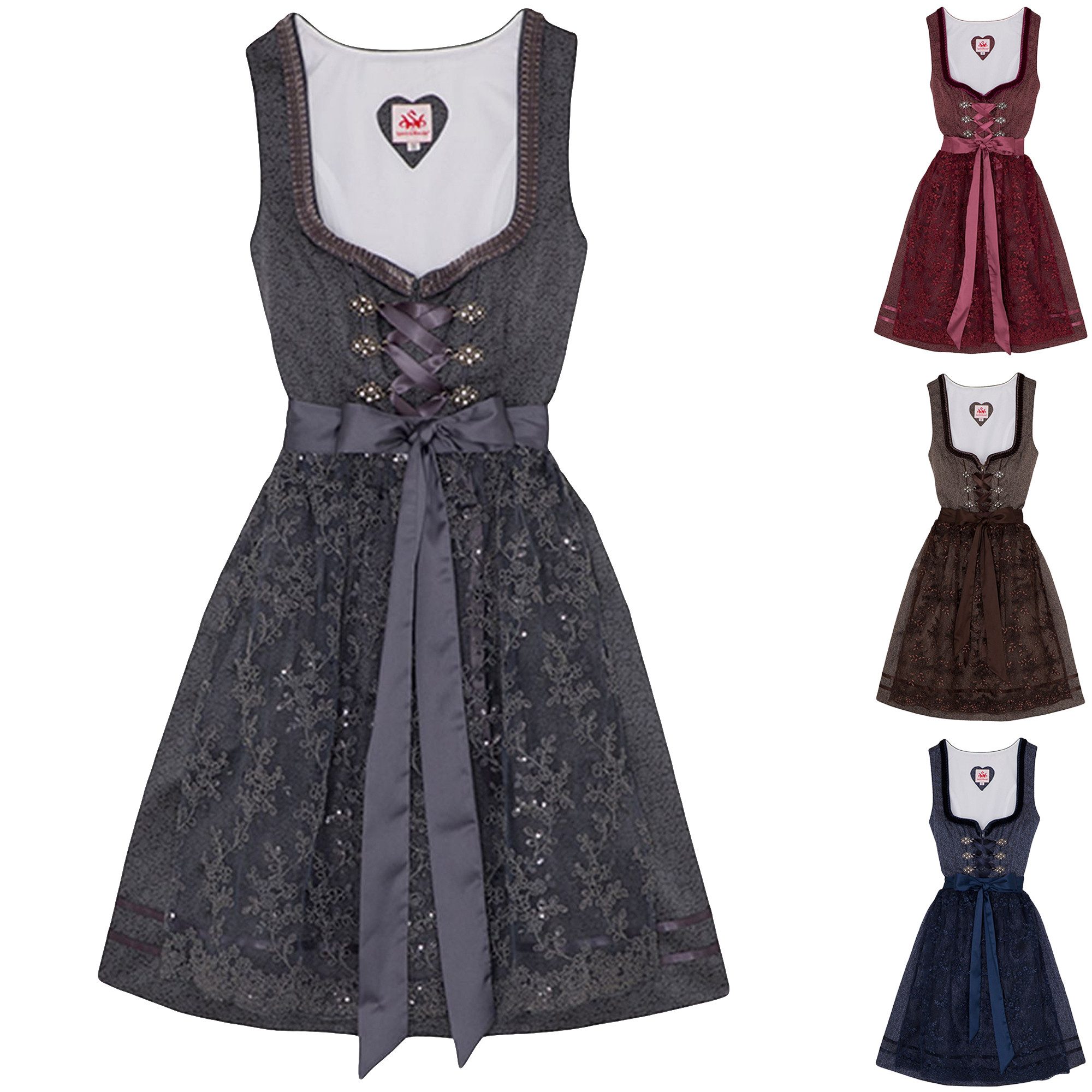 SPIETH & WENSKY Dirndl Bea Dirndl Dirndl Bea 2-teiliges Midi-Dirndl Kleid Dirndl Trachtenkleid kurz mehr
