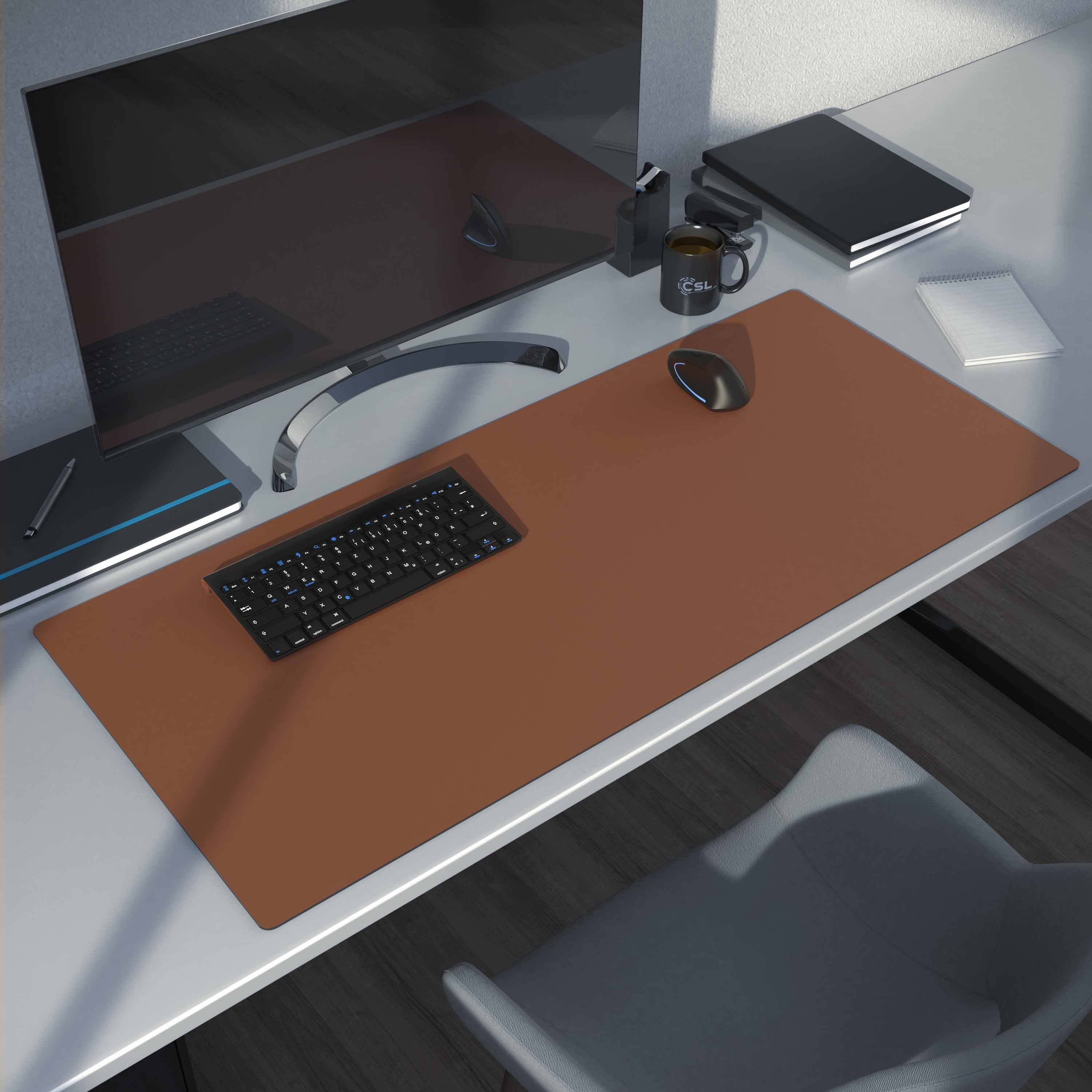 CSL Mauspad XXL Mousepad 900 x 400 x 3 mm, Tischunterlage, Elegante Leder Optik (1-St), rutschfest, abwaschbar, Office Schreibtischunterlage, braun – Bild 2 von 5