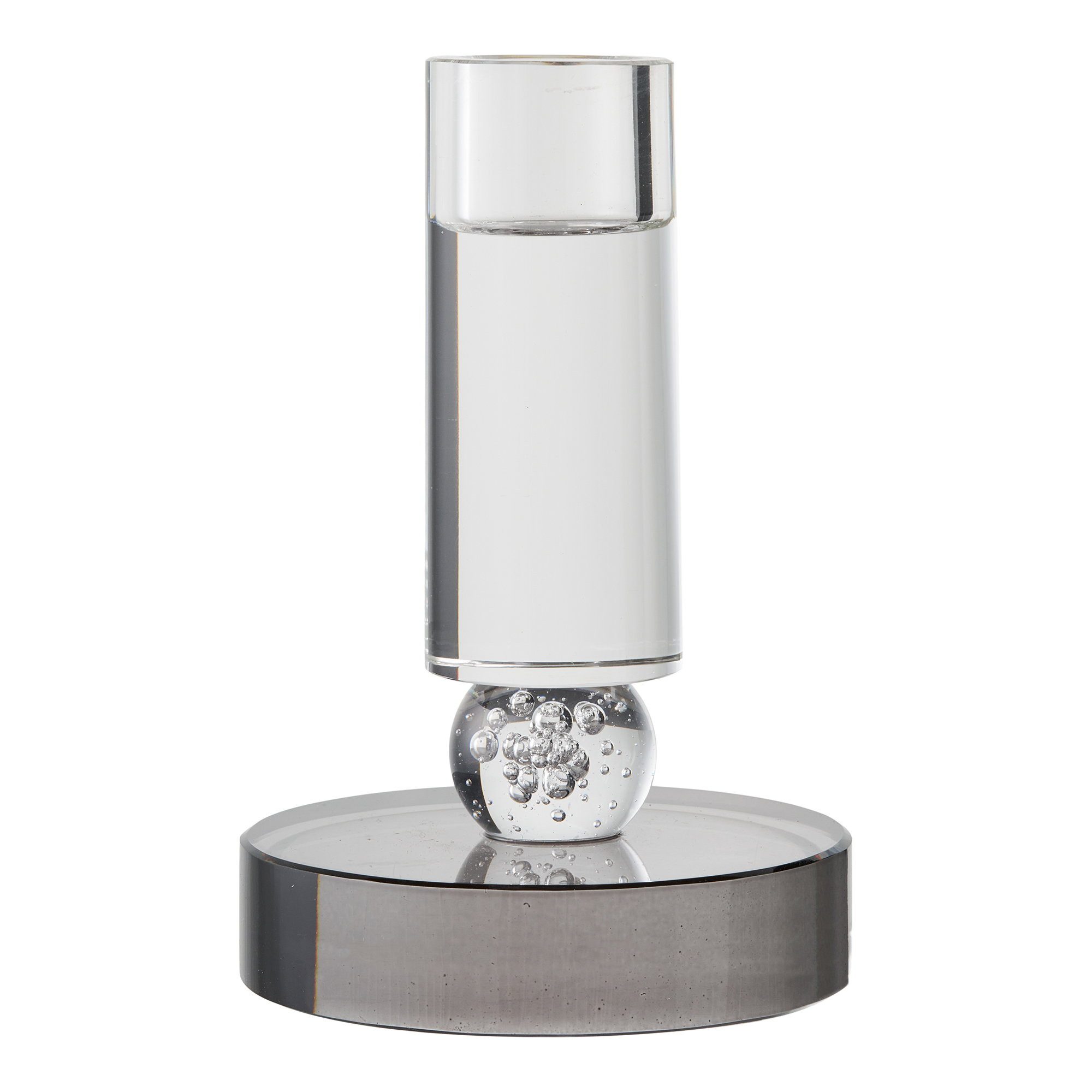 tinkaro Kerzenhalter Glas ø9x13 cm Grau-Weiß (1 St), Runde Teelichthalter in Grau-Weiß für gemütliche Wohnbereiche