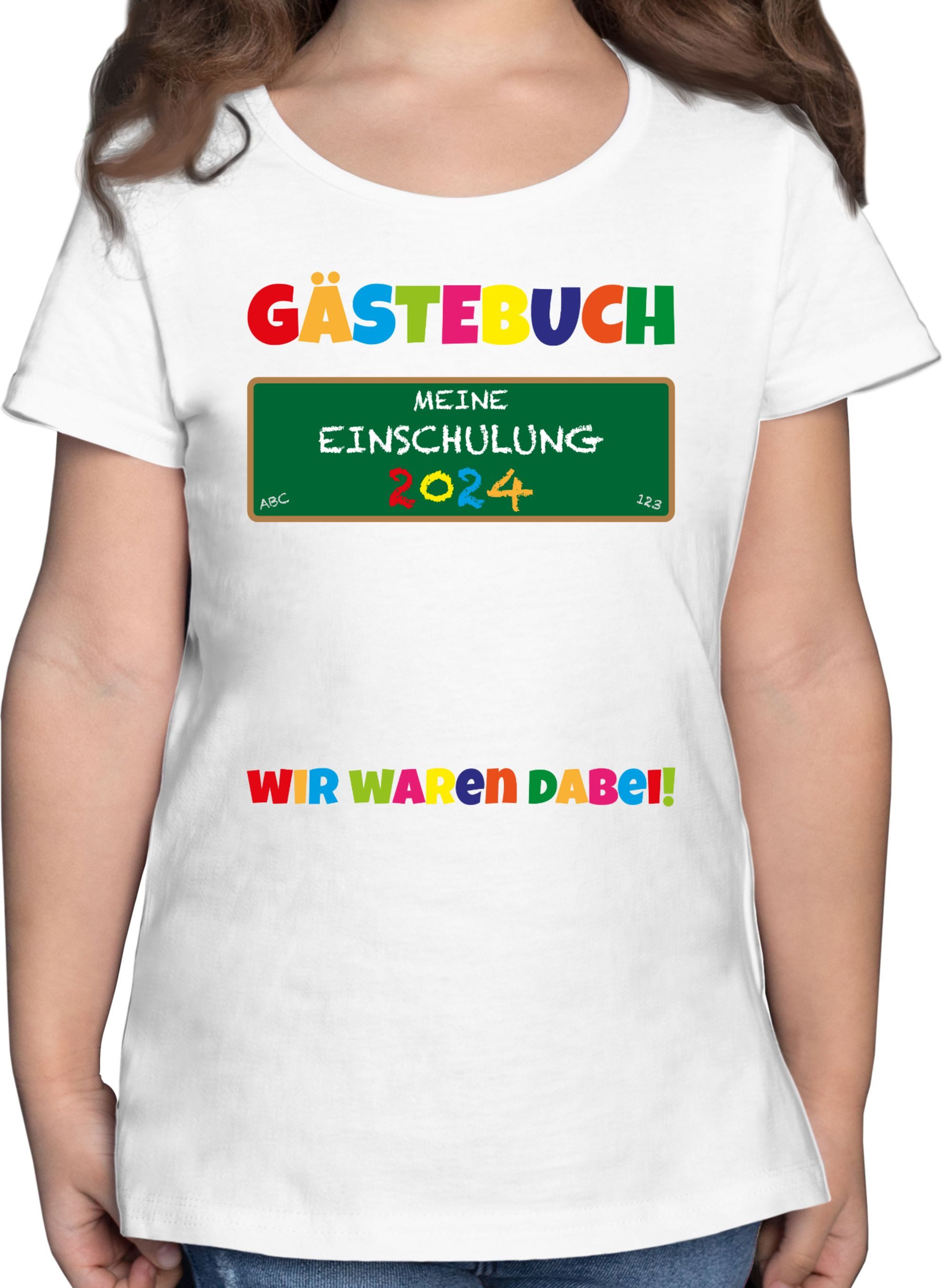 Shirtracer T-Shirt Gästebuch Einschulung 2024 Schulanfang Einschulung Mädchen
