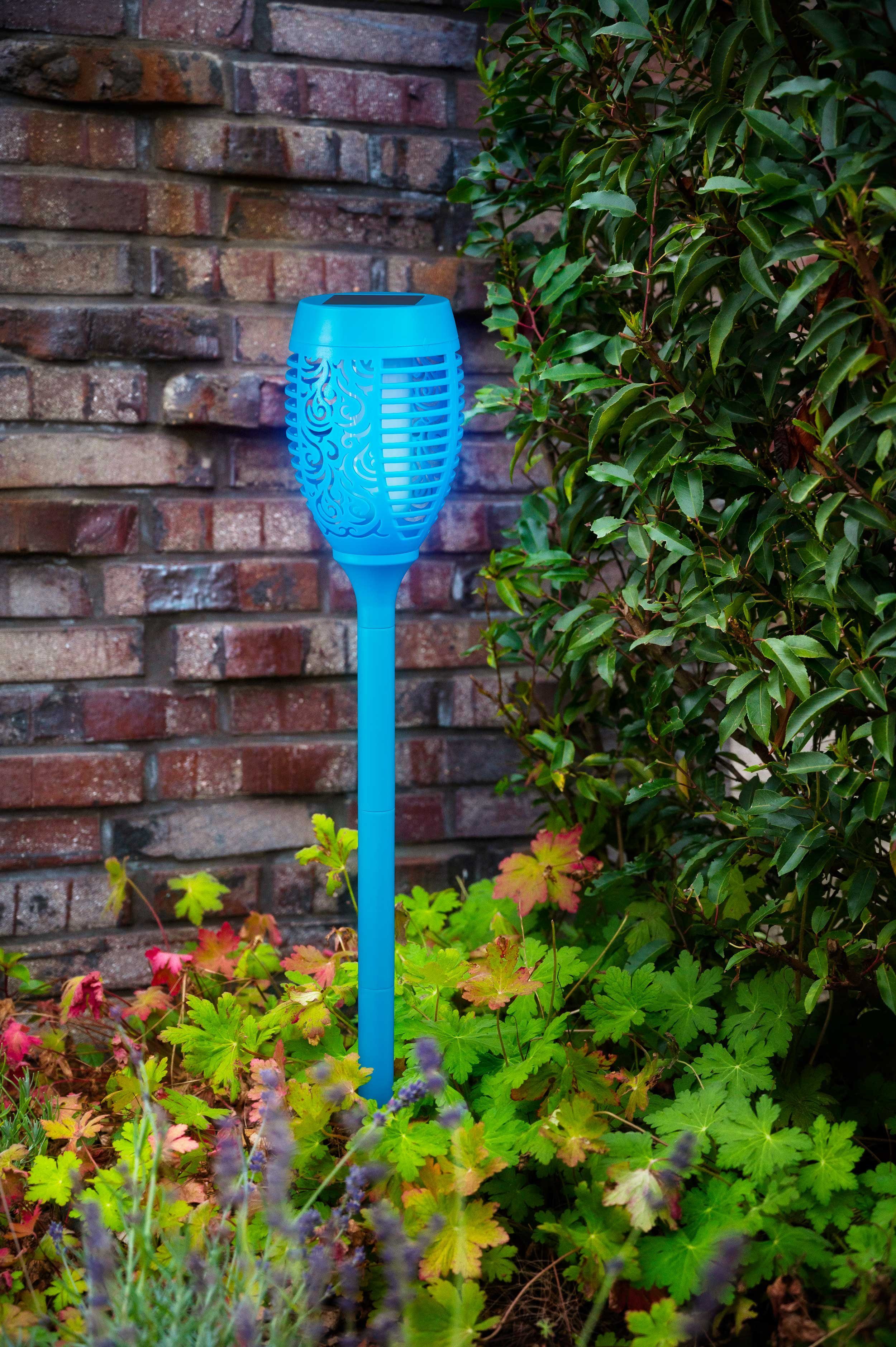 kamelshopping LED Gartenfackel Solarleuchten für Außen, bunte Gartenfackel mit Flammeneffekt, LED fest integriert, bunt, wasserdicht, Dämmerungssensor, ca. 72 cm hoch, bunt