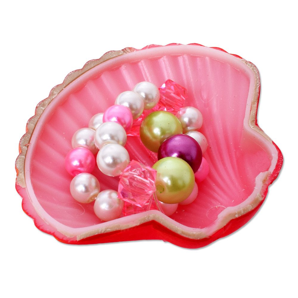 TE-Trend Spielfigur 4 Stück Muschel mit Perlen-Armband Kinderschmuck-Set, (4-tlg., einzeln verpackt), öffnet sich im Wasser – Bild 2 von 5