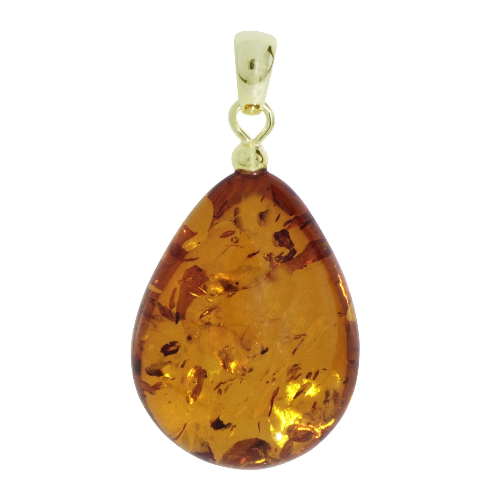 Kettenanhänger Ostsee-Schmuck Anhänger Tropfen ca. 34 mm lang - Gold 585/000
