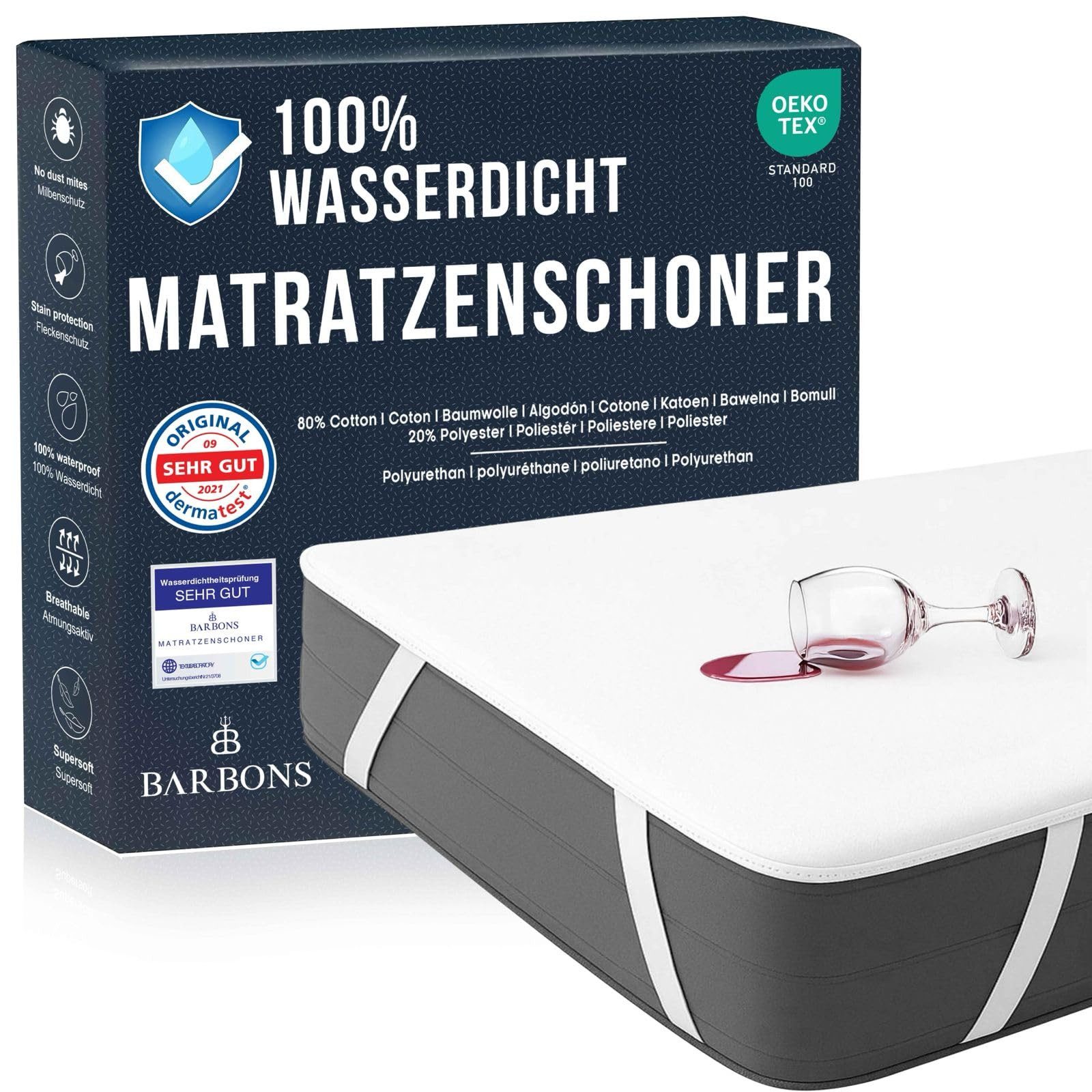 Matratzenschoner Matratzenauflage - Matratzenschutz Baumwolle BARBONS günstig online kaufen