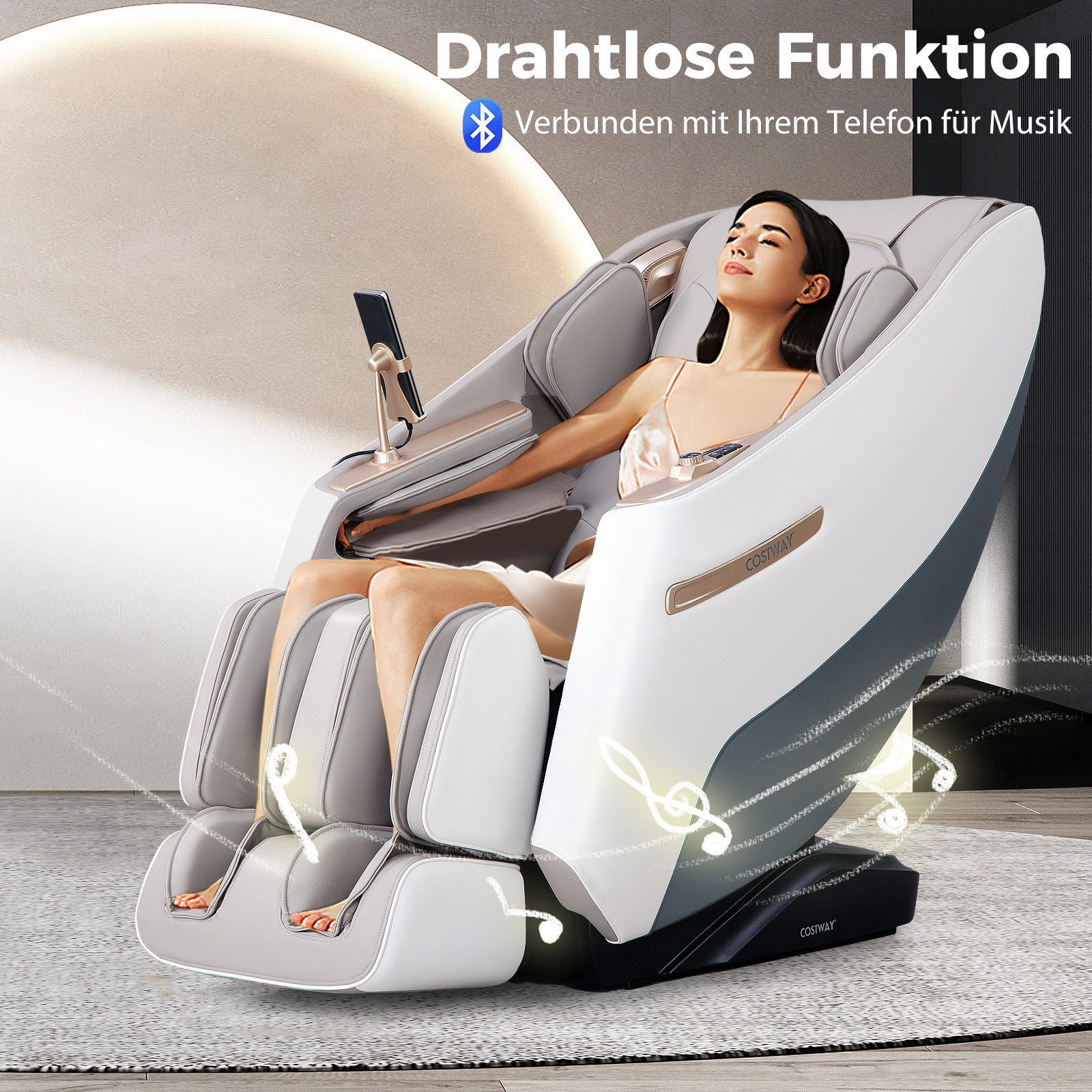 COSTWAY Massagesessel mit Wärme-&Liegefunktion, Bluetooth Zero günstig online kaufen