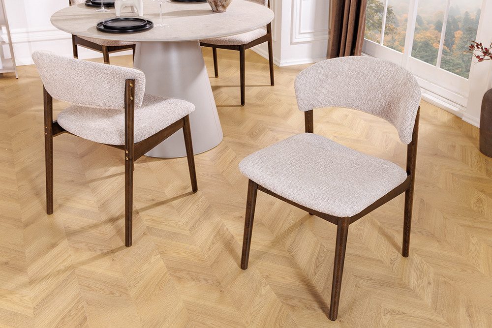 riess-ambiente Esszimmerstuhl VALHALLA WOOD braun/beige - Eiche-Massivholz, Strukturstoff, Retro (Einzelartikel, 1 St), Zeitloser Scandi-Sessel - ideal f. Wohn- – Bild 5 von 5