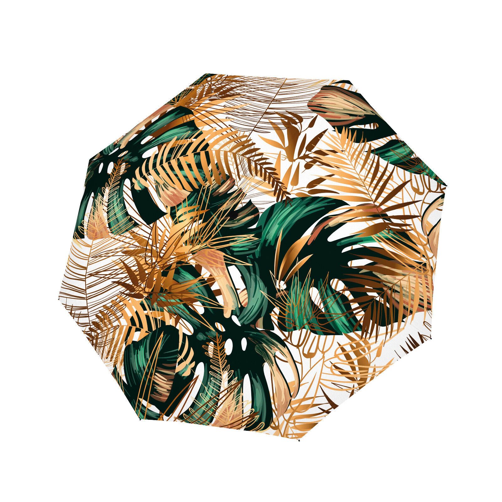 doppler® Taschenregenschirm Tropical Design-Regenschirm, Monstera & Palmblätter, Duomatic