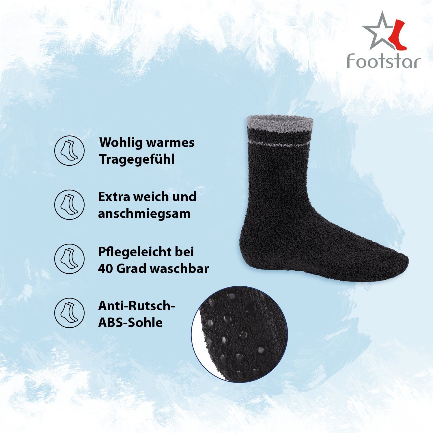Footstar Kuschelsocken Plüschsocken für Damen & Herren Socken (6 Paar)
