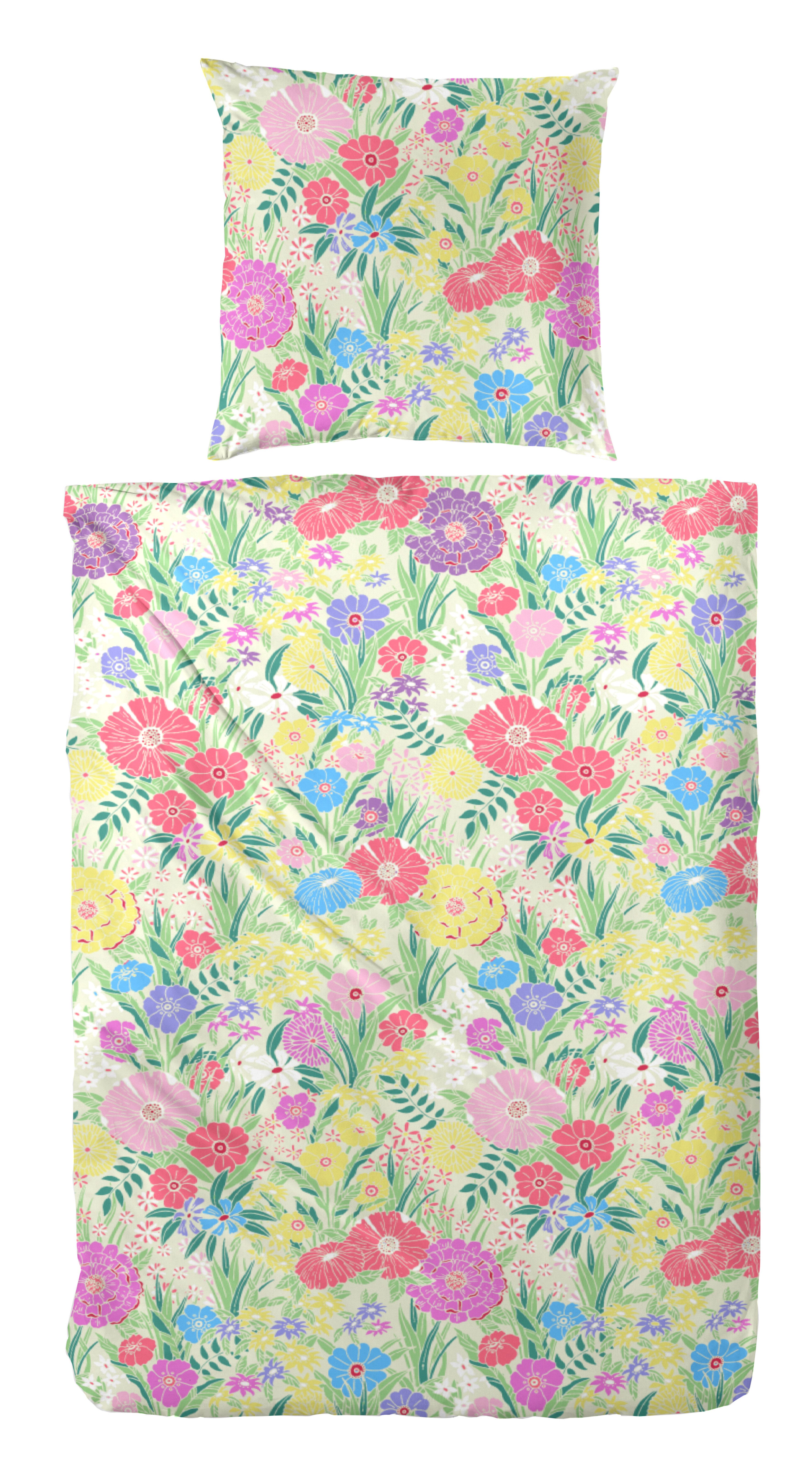 Primera Bettwäsche Perkal-Bettwäsche Wonderful, Perkal, 2 teilig, mit einem lebendigen Blumenmuster