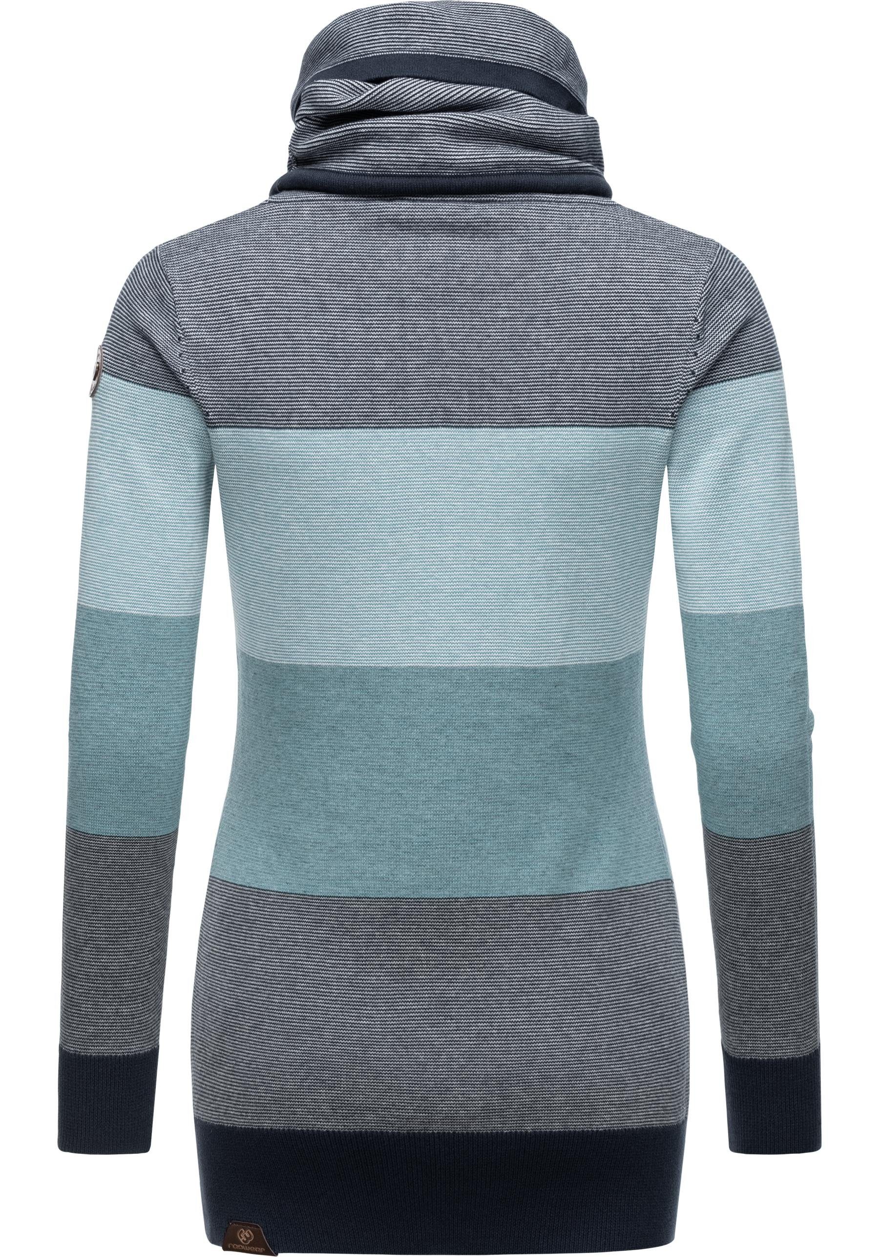 Stripes Streifenmuster Ragwear Langarm-Sweatshirt stylisches Damen blau mit Sweater Babett