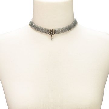 Alpenflüstern Collier Trachten-Perlen-Kropfkette Hedwig (grau), - nostalgische Trachtenkette Damen-Trachtenschmuck Dirndlkette