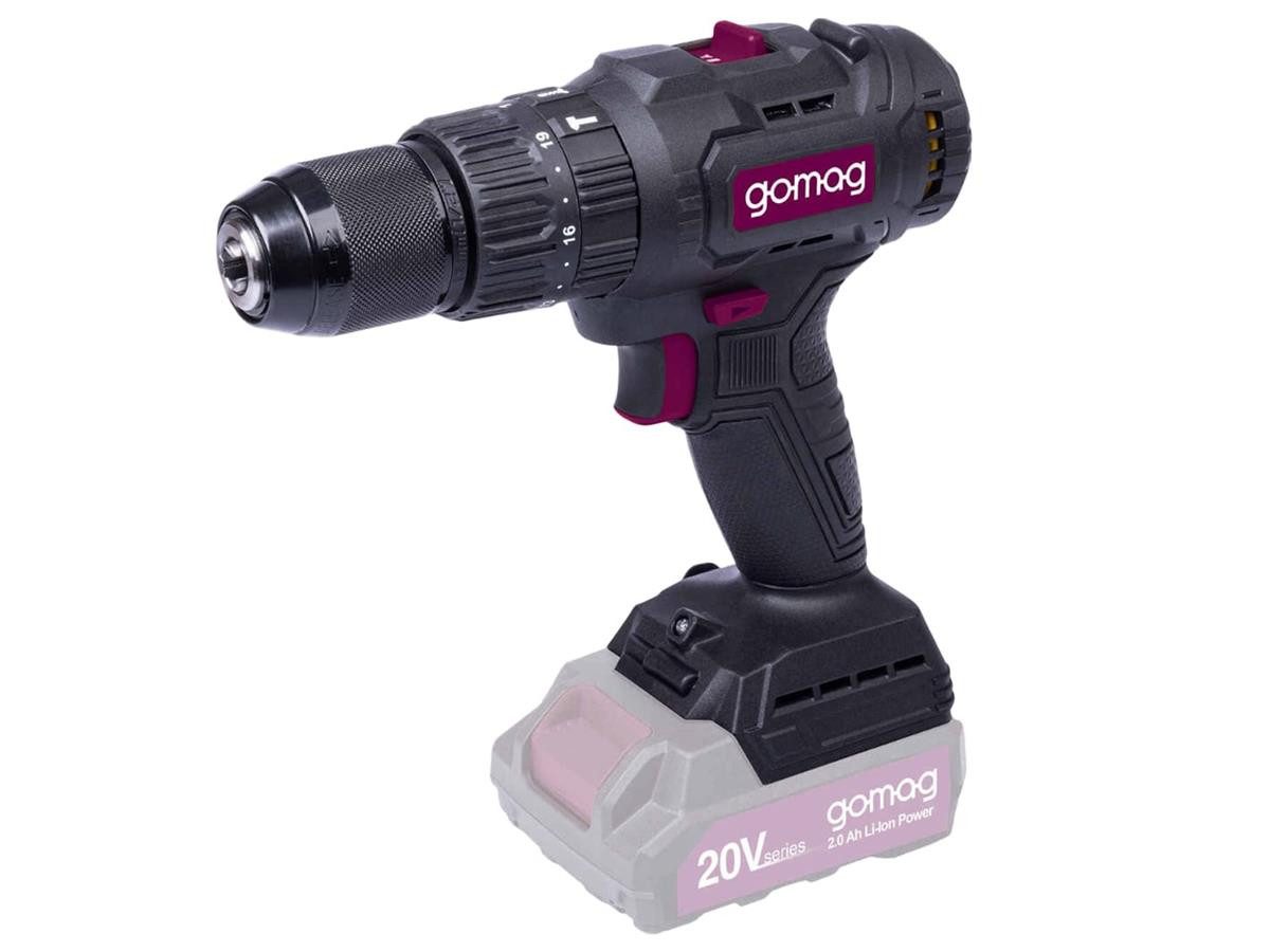 Gomag Akku-Bohrschrauber GO-BS60BL, 20 V, (1-tlg., ohne Akku & Ladegerät), inkl. Gürtelclip, 60 Nm Drehmoment