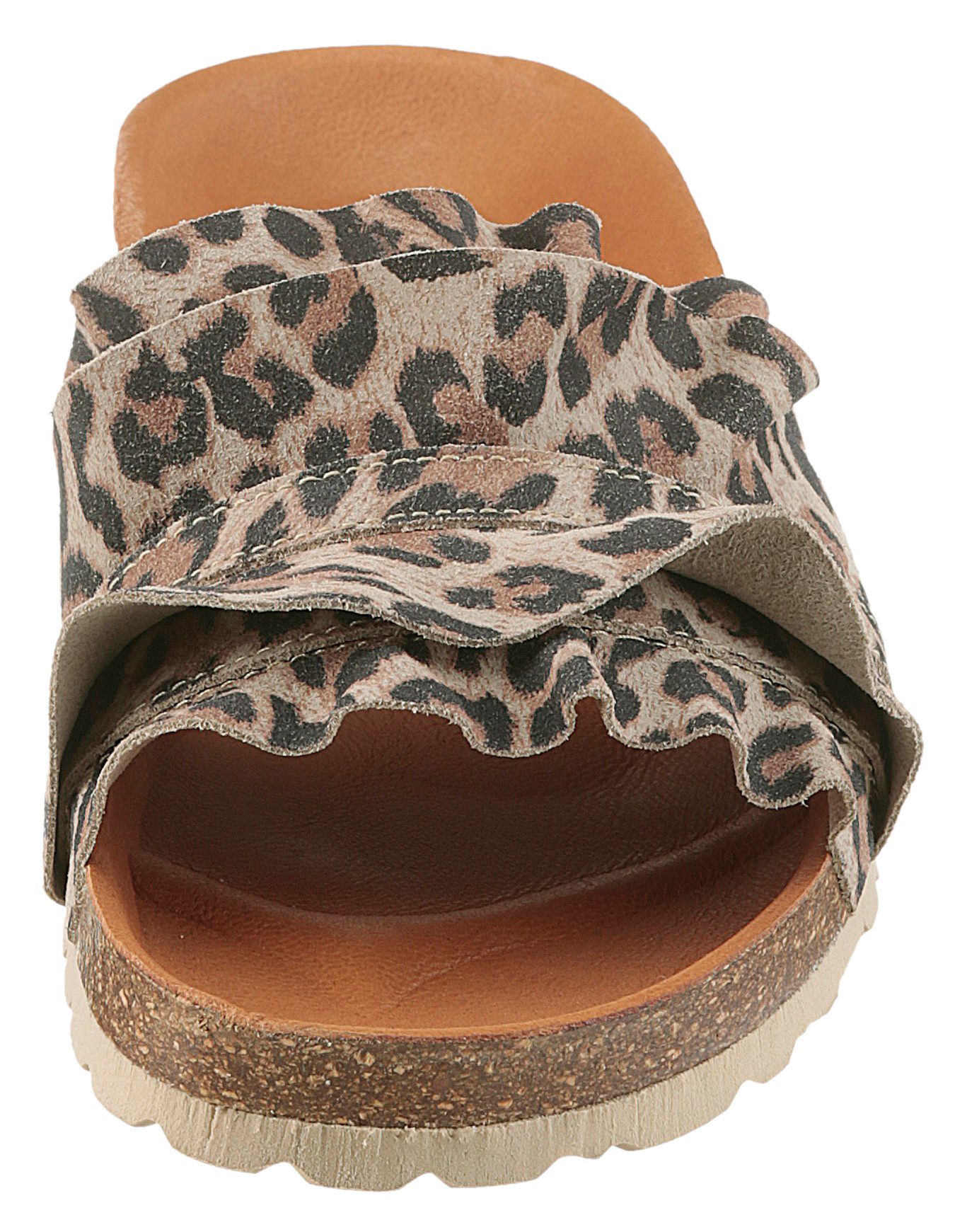 VERBENAS Rocio Roda Pantolette Sommerschuh, Flat mit geschwungenen Laschenstoff