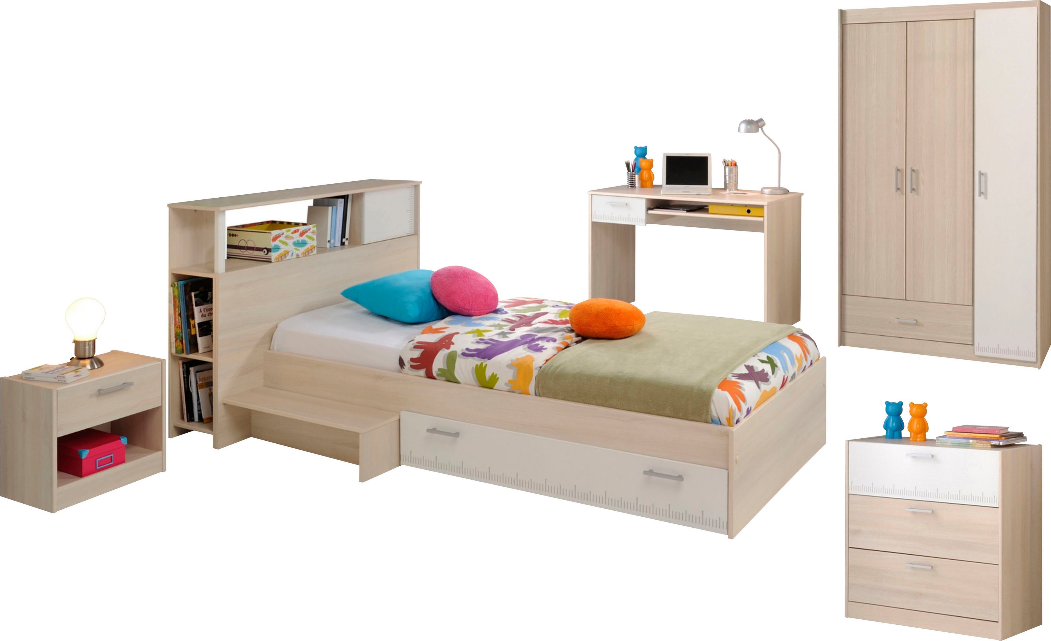 Parisot Jugendzimmer-Set Charly, (6-tlg., Bett, Anstellregal, Nachttisch, K günstig online kaufen