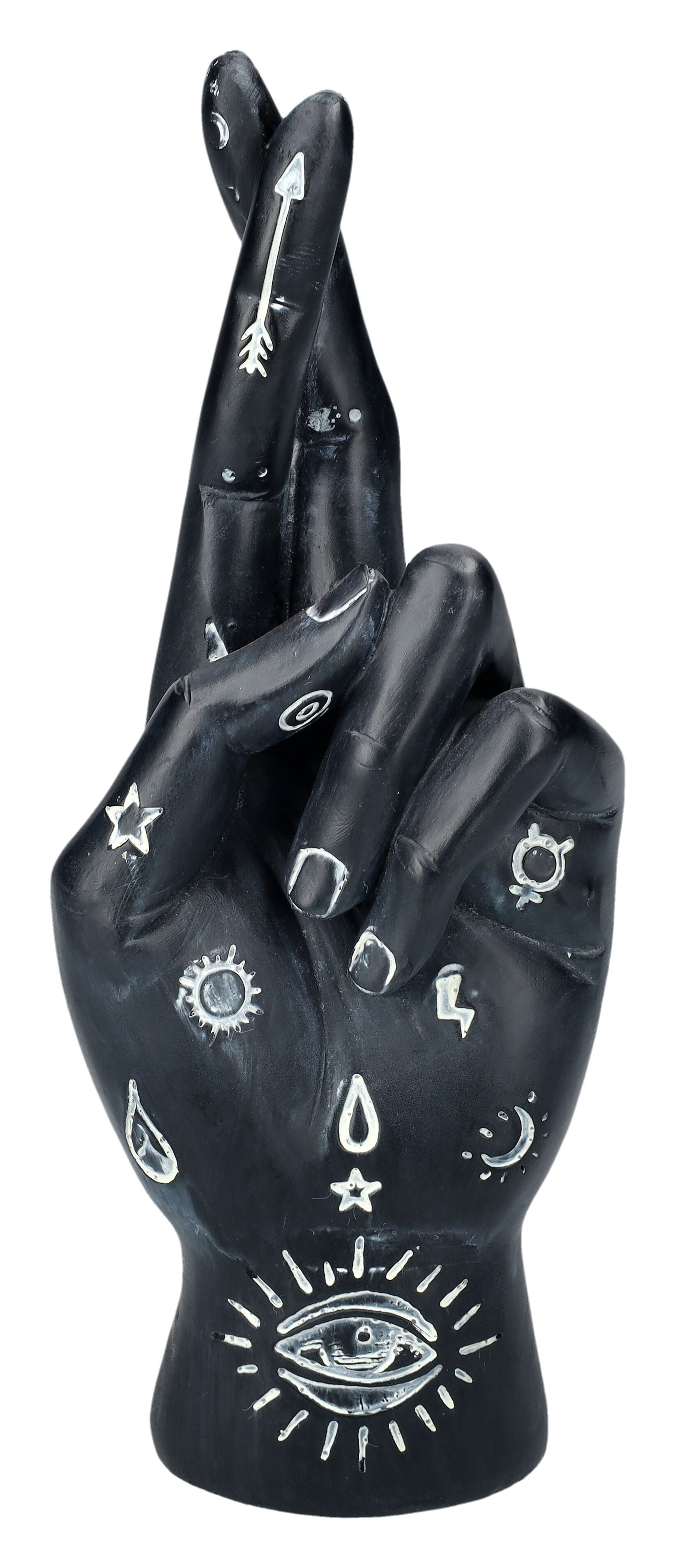 Figuren Shop GmbH Dekoobjekt Deko Hand - Handlesekunst gekreuzte Finger - Dekoration Wahrsager