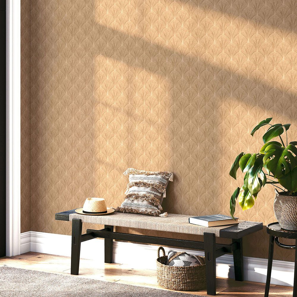 Erismann Vliestapete Art Deco Muster Fächer Motiv Gold Metallic 10451-30 Elle Decoration