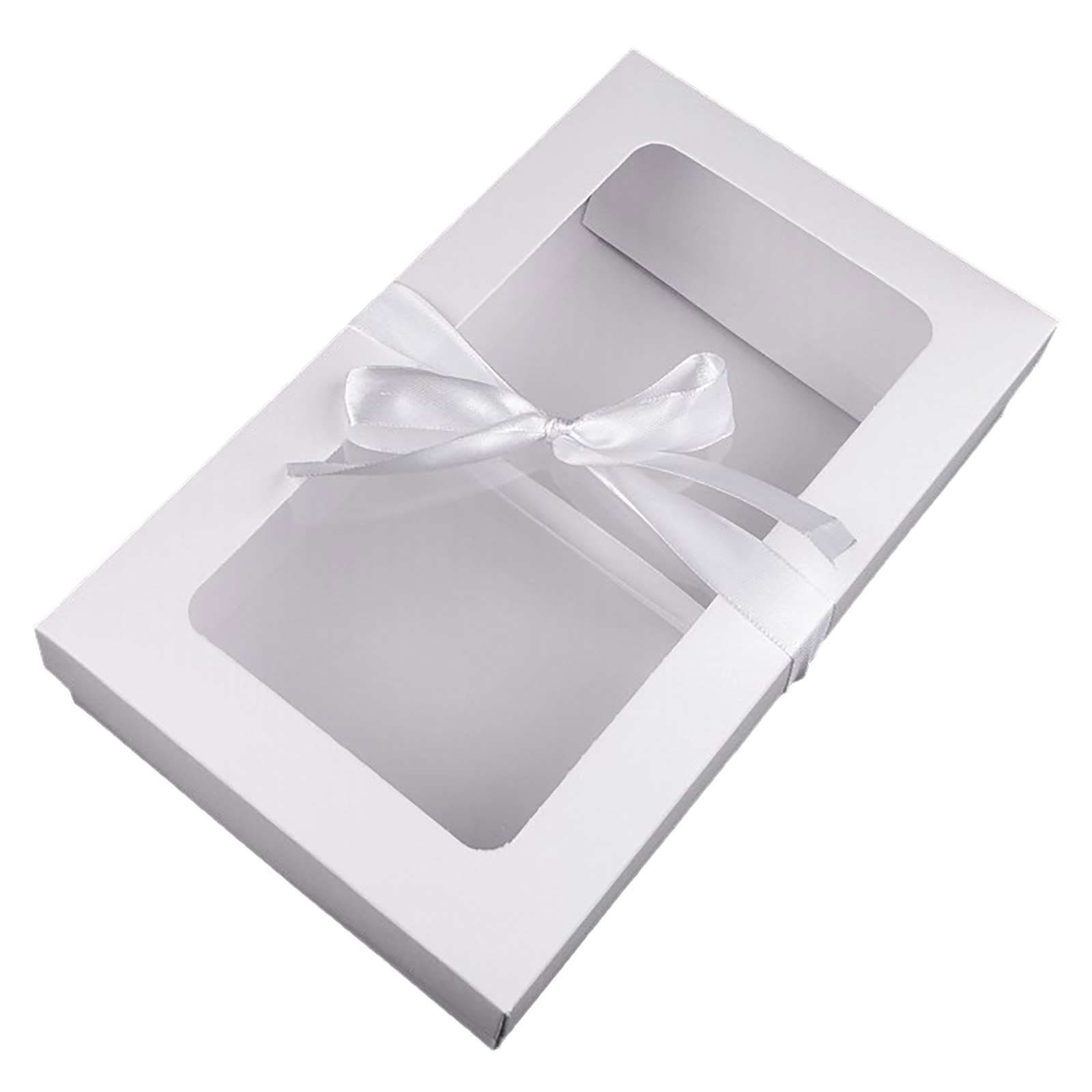 maDDma Geschenkbox 5 Geschenkschachteln verschied. Varianten Sichtfenster Geschenkbox, weiß27.5 x 15.5 x 6 cm