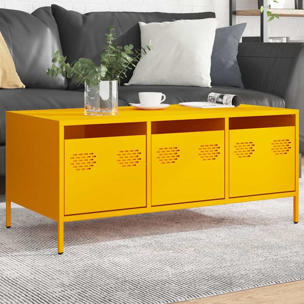 vidaXL Couchtisch Couchtisch Senfgelb 101,5x50x43,5 cm Kaltgewalzter Stahl (1-St)