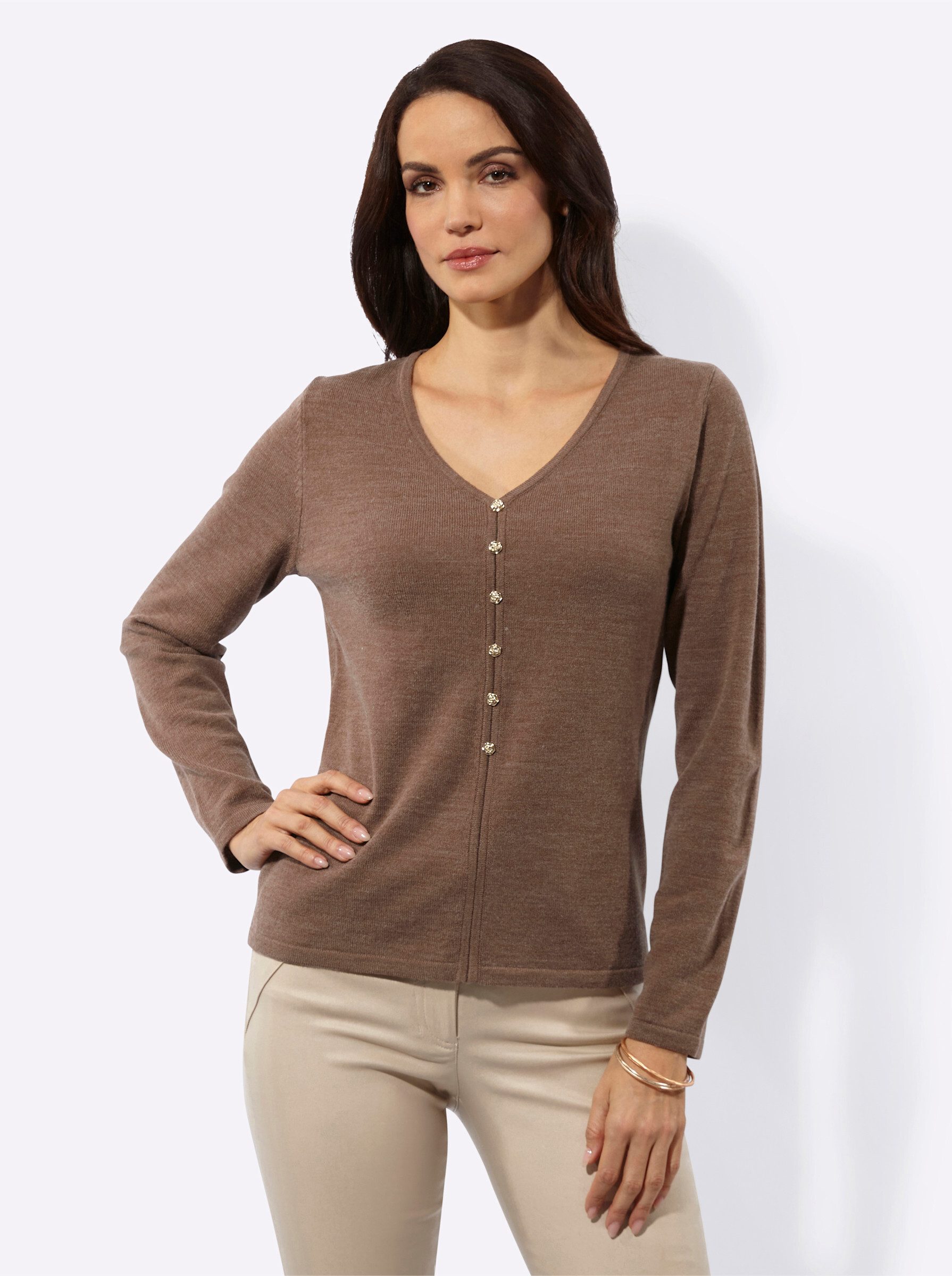 Strickpullover Woll-Mix-Pullover Langarm Jersey