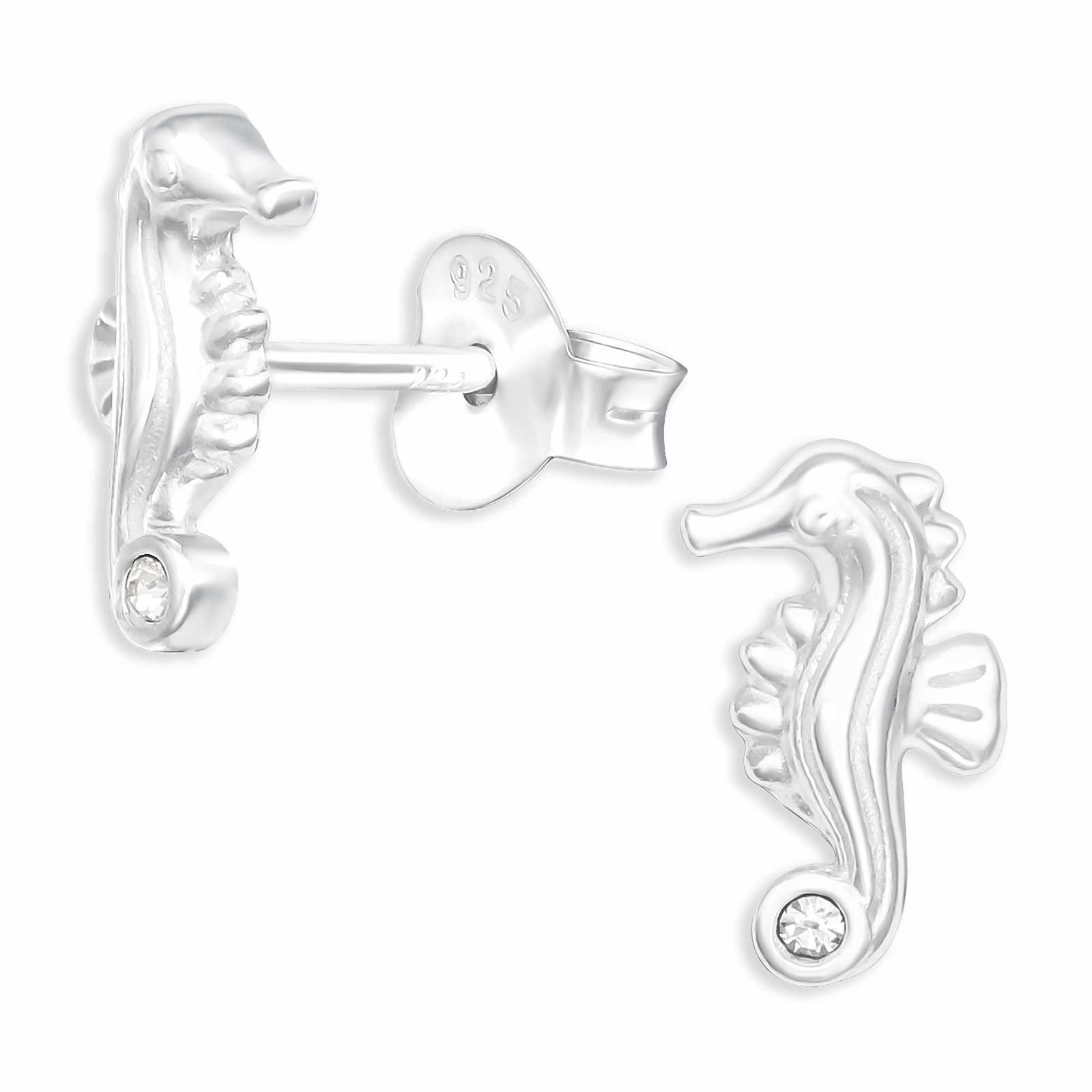 Monkimau Paar Ohrstecker Seepferdchen Silber (Packung) Ohrstecker Ohrringe Schmuck