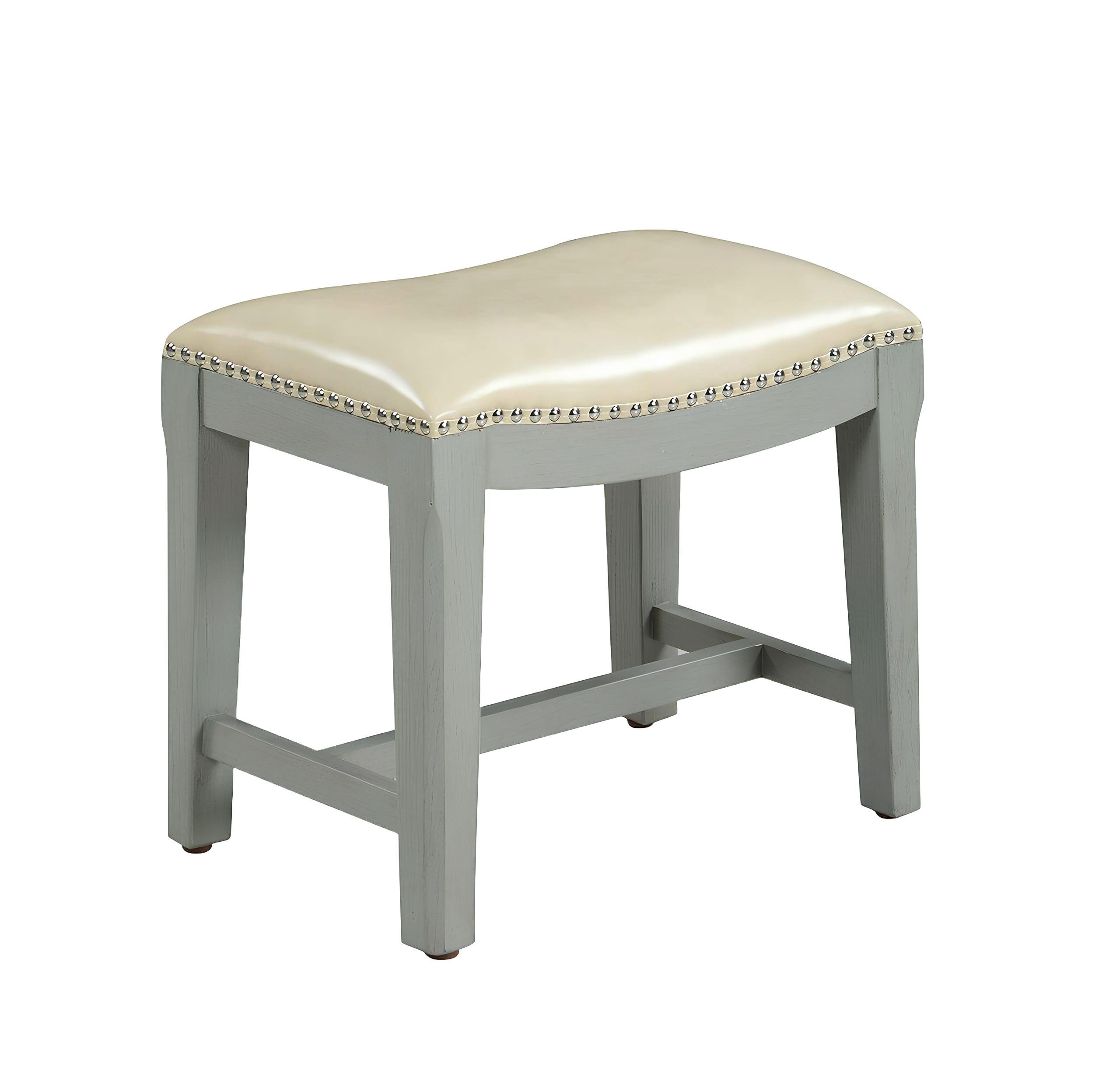 Fußhocker Bank Beistellhocker Ottomane Couch Leder Sitz Fußhocker Polster Grau