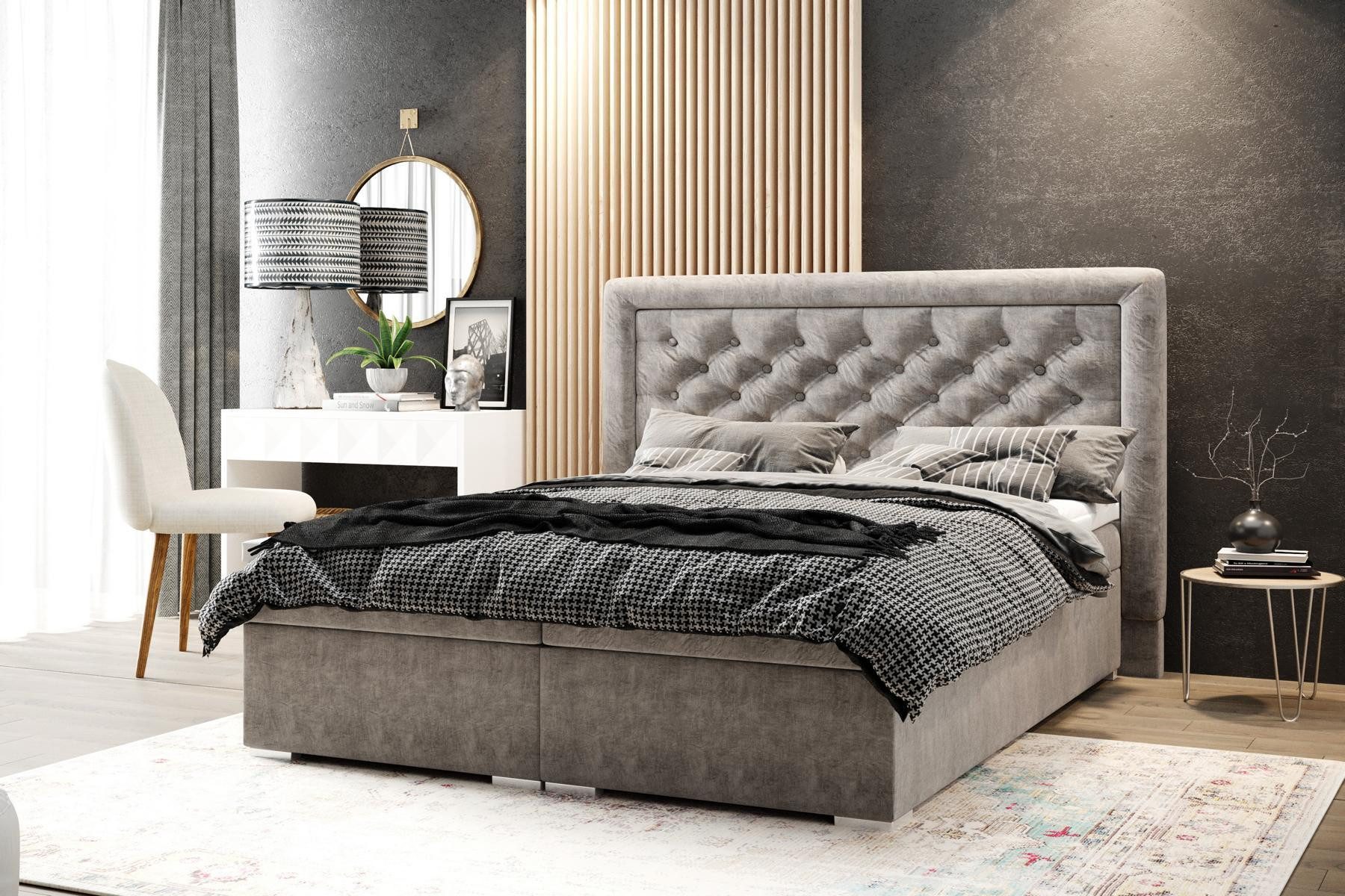 JVmoebel Boxspringbett Chesterfield Boxspringbett mit Polsterung und Kastenfunktion (Boxspringbett 4062292146794), Made in Europa