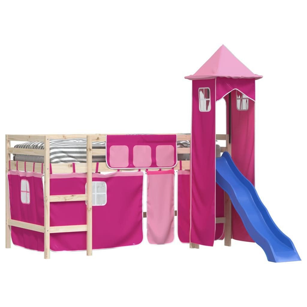 vidaXL Betthimmel Vorhänge für Hochbett mit Turm Rosa Polyester
