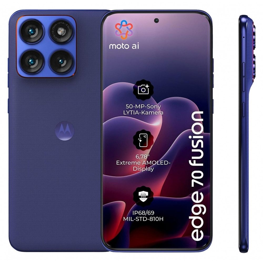 Motorola PBBD0009SE edge 70 fusion Smartphone orient blue Smartphone (256 GB Speicherplatz)