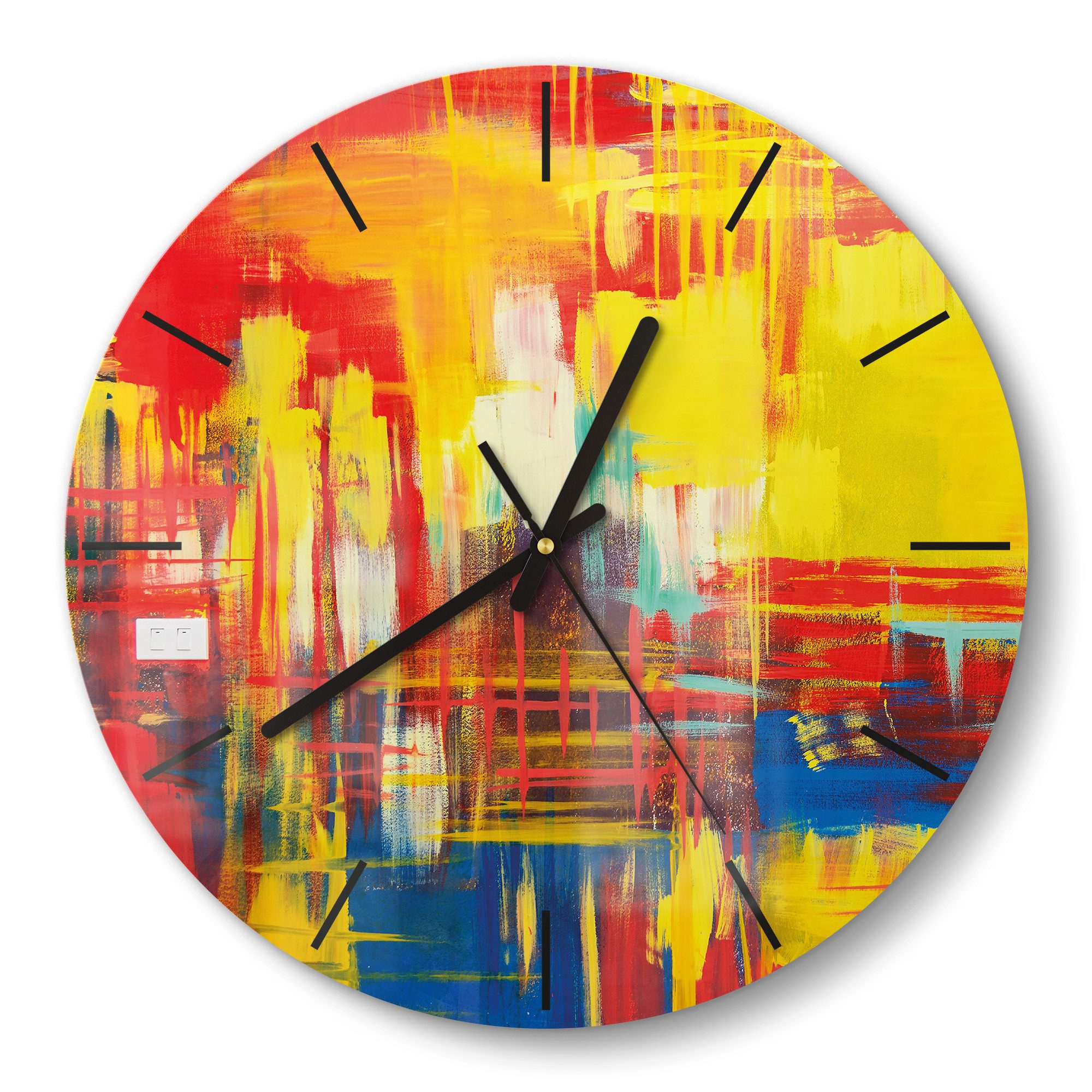DEQORI Wanduhr 'Feuerwerk der Farben' (Glas Glasuhr modern Wand Uhr Design Küchenuhr)
