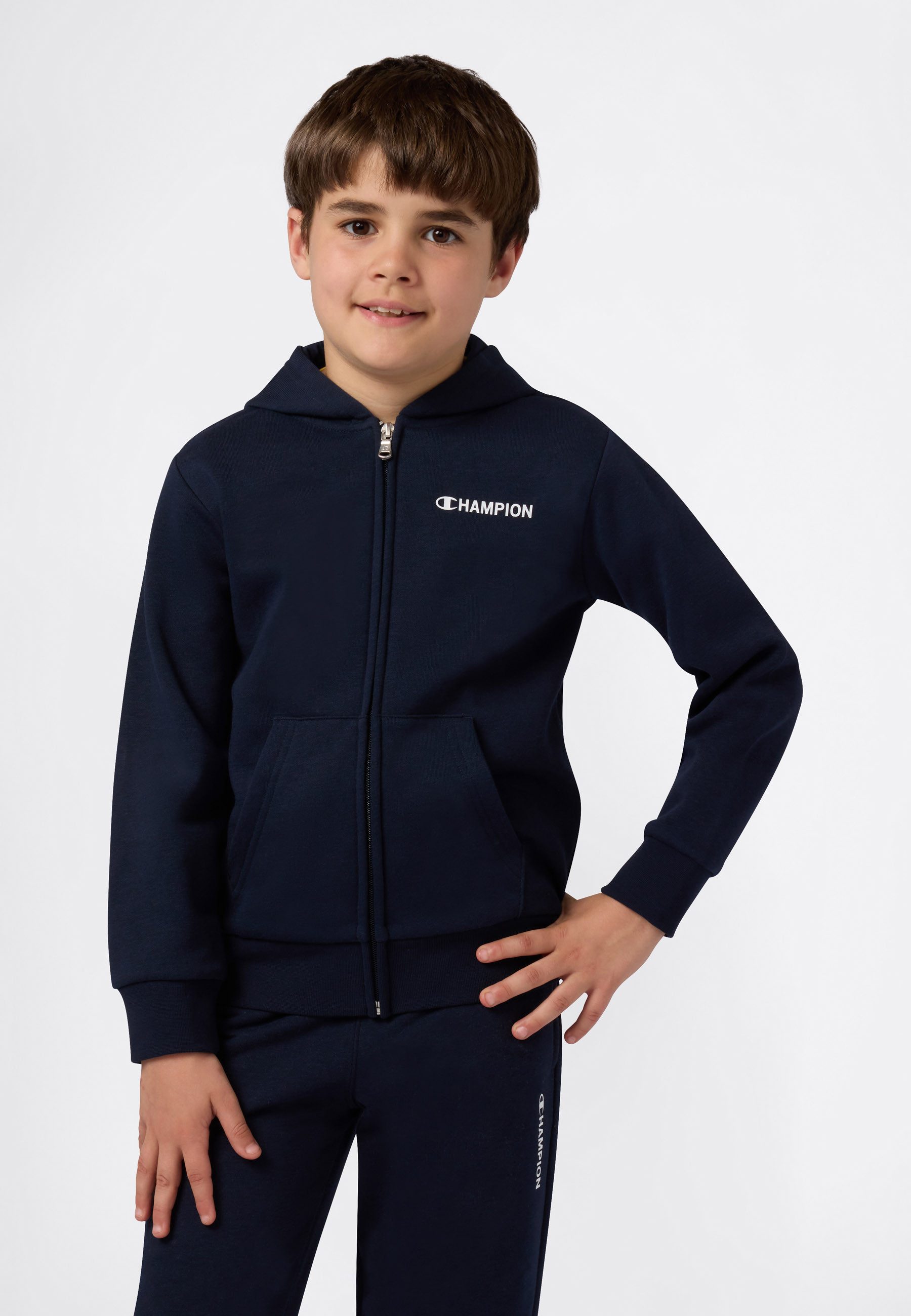 Champion Kapuzensweatjacke SPORTWEAR ZIP-UP HOODIE Standard Fit (1-tlg) mit Kapuze, aus Baumwolle und Polyester, für Kinder und Jugendliche