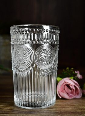 Sendez Longdrinkglas 6 Longdrinkgläser 340ml mit Relief Sonne Saftgläser Cocktailgläser, Glas