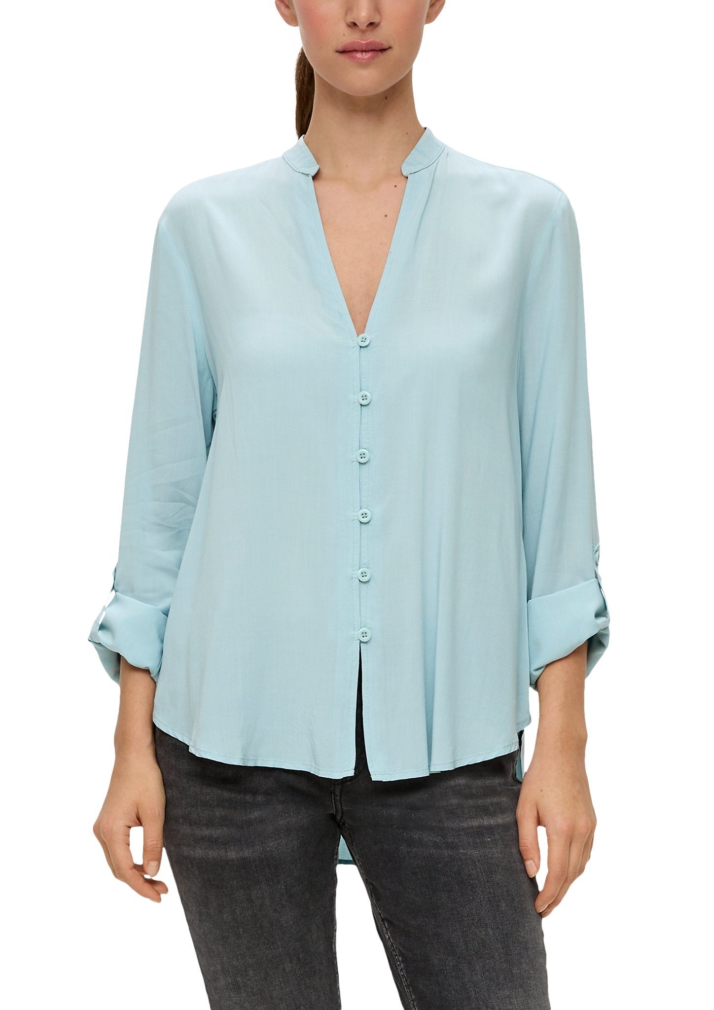 Klassische Bluse QS by s.Oliver Bluse mit V-Ausschnitt in Mint