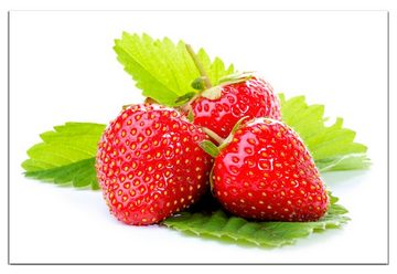 Wallario Wandfolie, Frische rote Erdbeeren für die Küche, wasserresistent, geeignet für Bad und Dusche