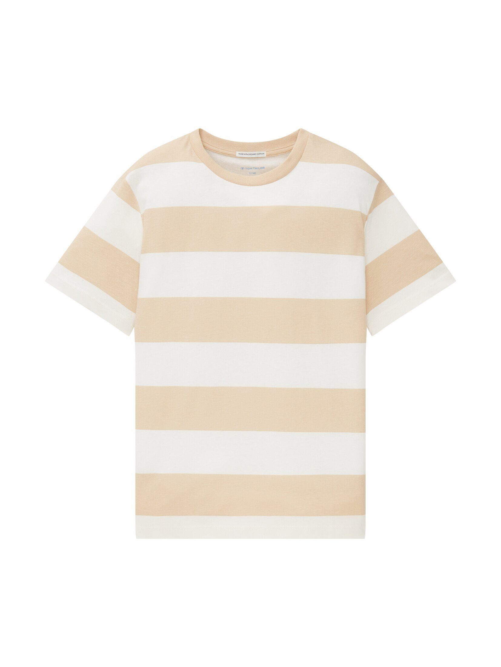 TOM TAILOR T-Shirt Gestreiftes T-Shirt beige off white block stripe