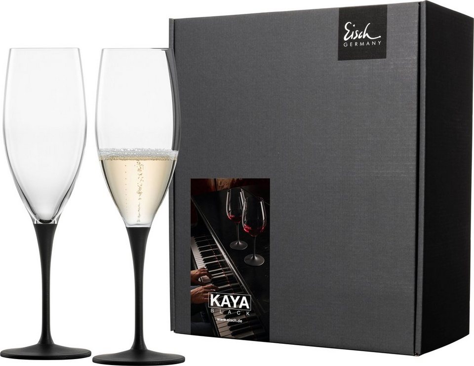 Eisch Champagnerglas Kaya Champagnergläser schiefer 278 ml 2er Set, Glas
