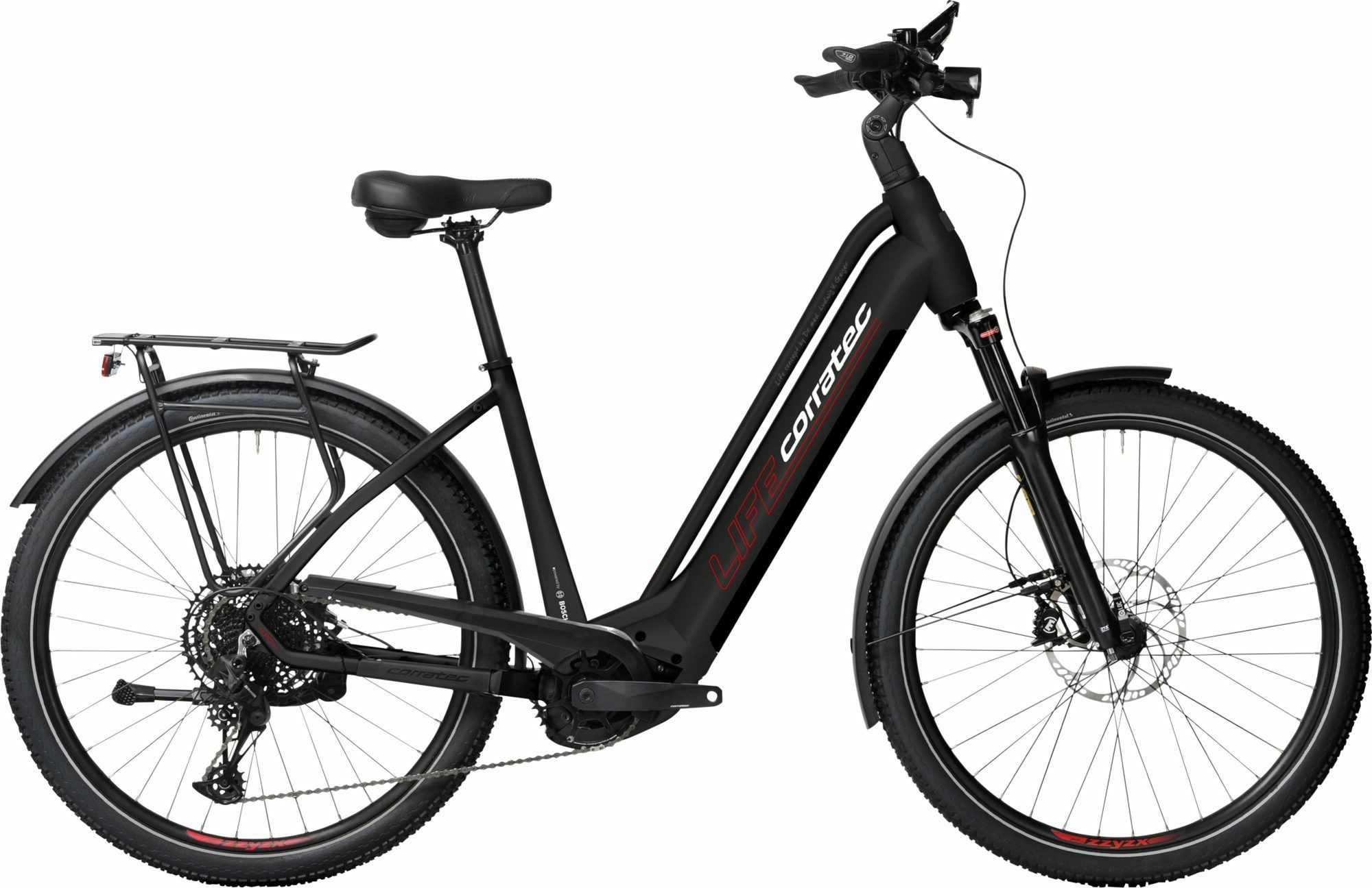 corratec E-Bike Touren Bike LIFE CX7 12S Black/White/Red 27,5" 750 Wh Wave, 12 Gang SRAM SRAM SX EAGLE 12-SPEED Schaltwerk