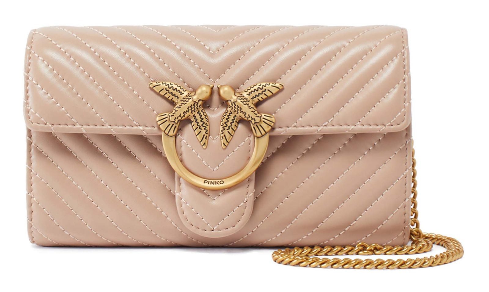 PINKO Umhängetasche Mini Icon Wallet C Nappa Chevron, aus echtem Schafsleder