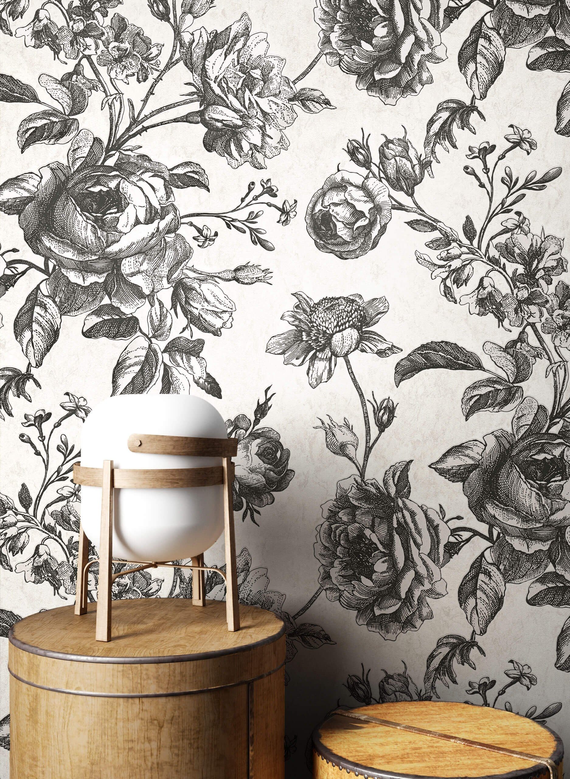 Newroom Vliestapete, Weiß Tapete Floral Blumen günstig online kaufen
