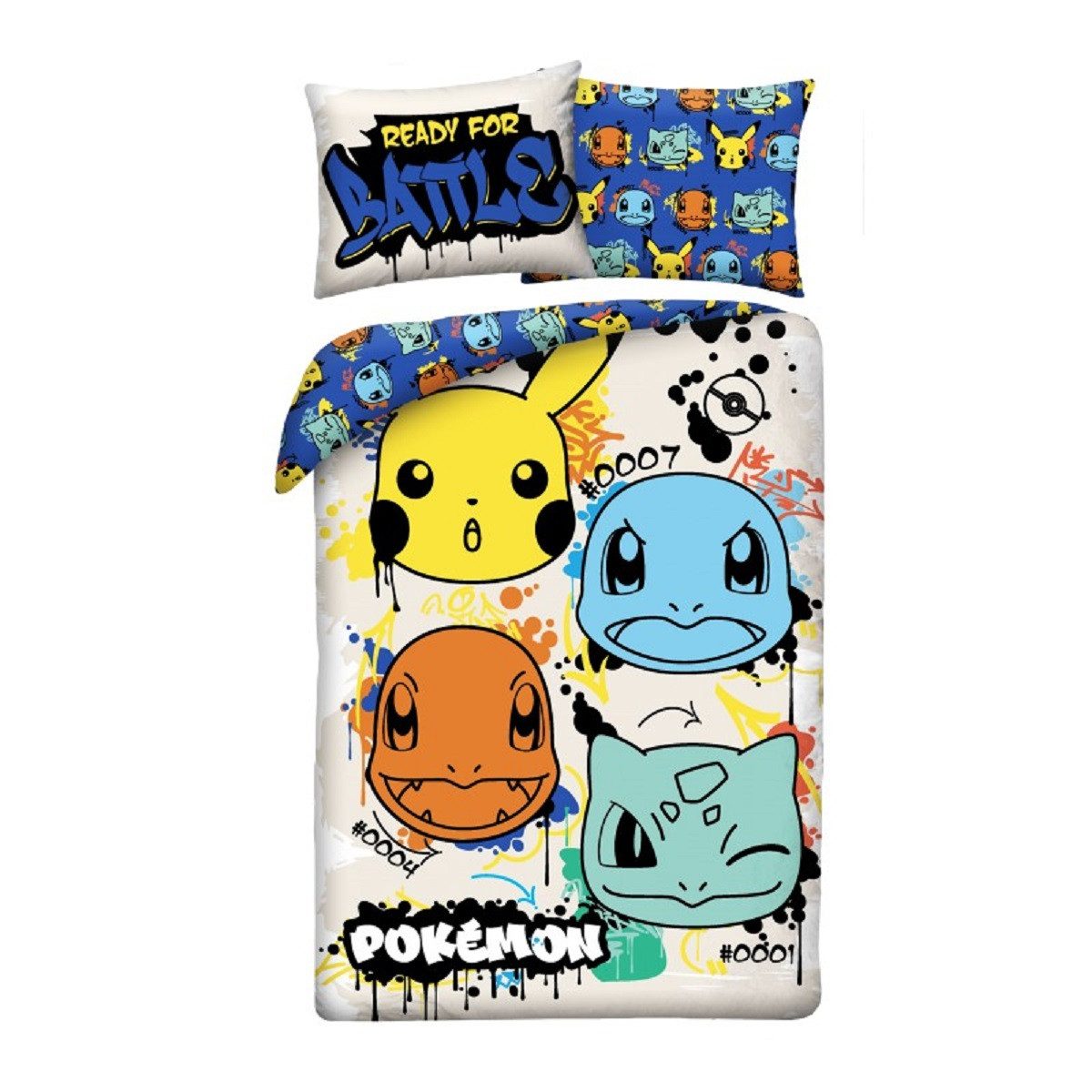 POKÉMON Bettwäsche Bettdeckenbezug 140 × 200 cm mit 70 × 90 cm Kissenbezug, Beidseitig bedruckt Pflegeleicht Atmungsaktiv
