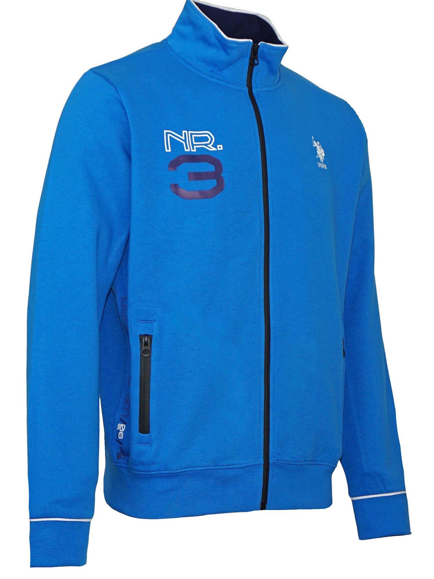 blau Zip Pro No.3 Full Jacke U.S. Assn Polo Sweatjacke Sweatjacket