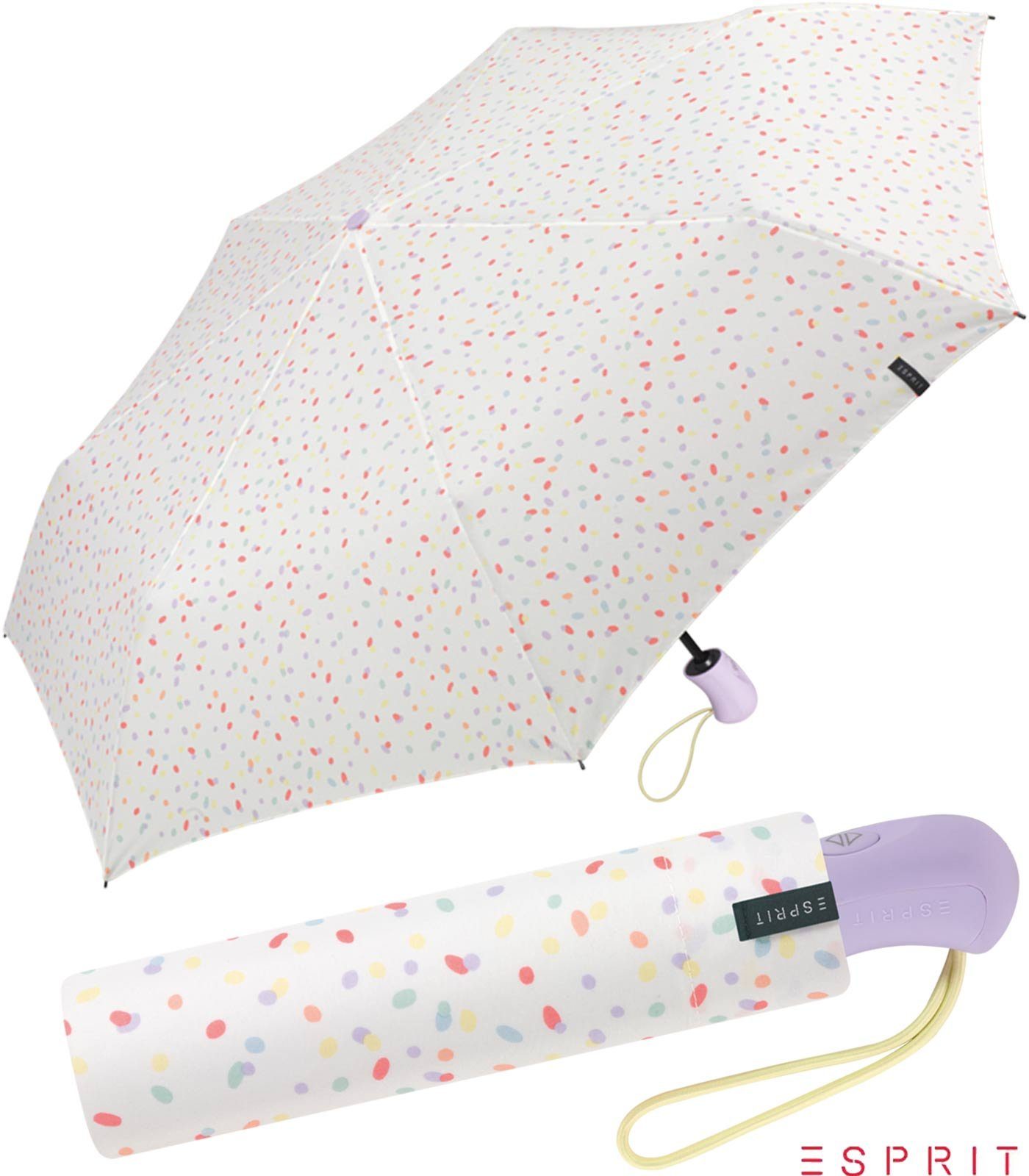 Esprit Taschenregenschirm Damen Easymatic Light Auf-Zu Automatik Potpourri, stabil-und-praktisch Multidot