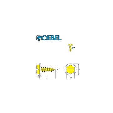 GOEBEL GmbH Blechschraube 2010248160, (500x Sechskant Längsschlitz 4,8 x 16 mm – Stahl verzinkt, 500 St., DIN7976 ISO1479 Werksnorm), Polyamid (PA) Scheibe Blechschrauben – Profi-Industrie-Qualität