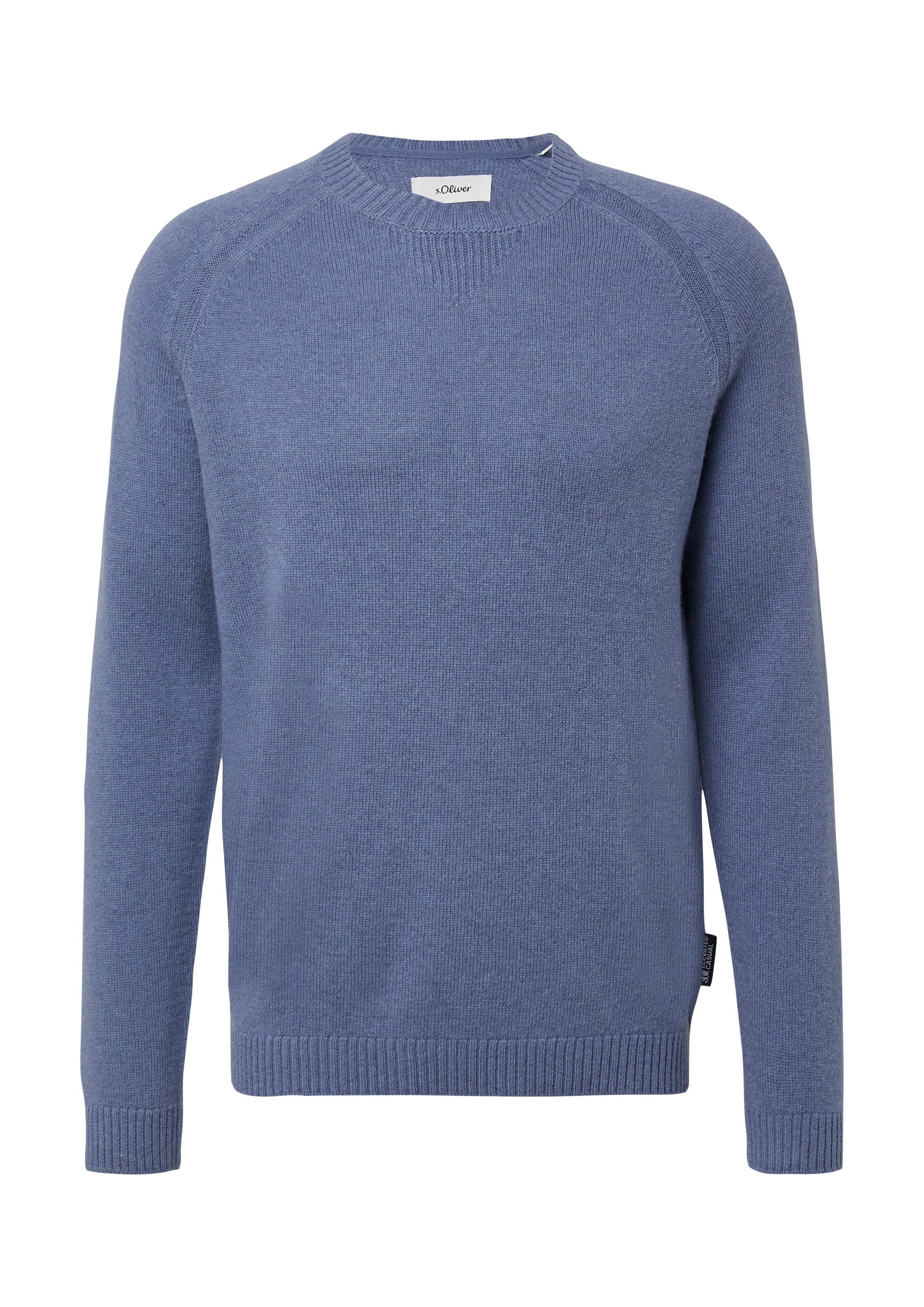 s.Oliver Longpullover Strickpullover Strickpullover aus reiner Lammwolle