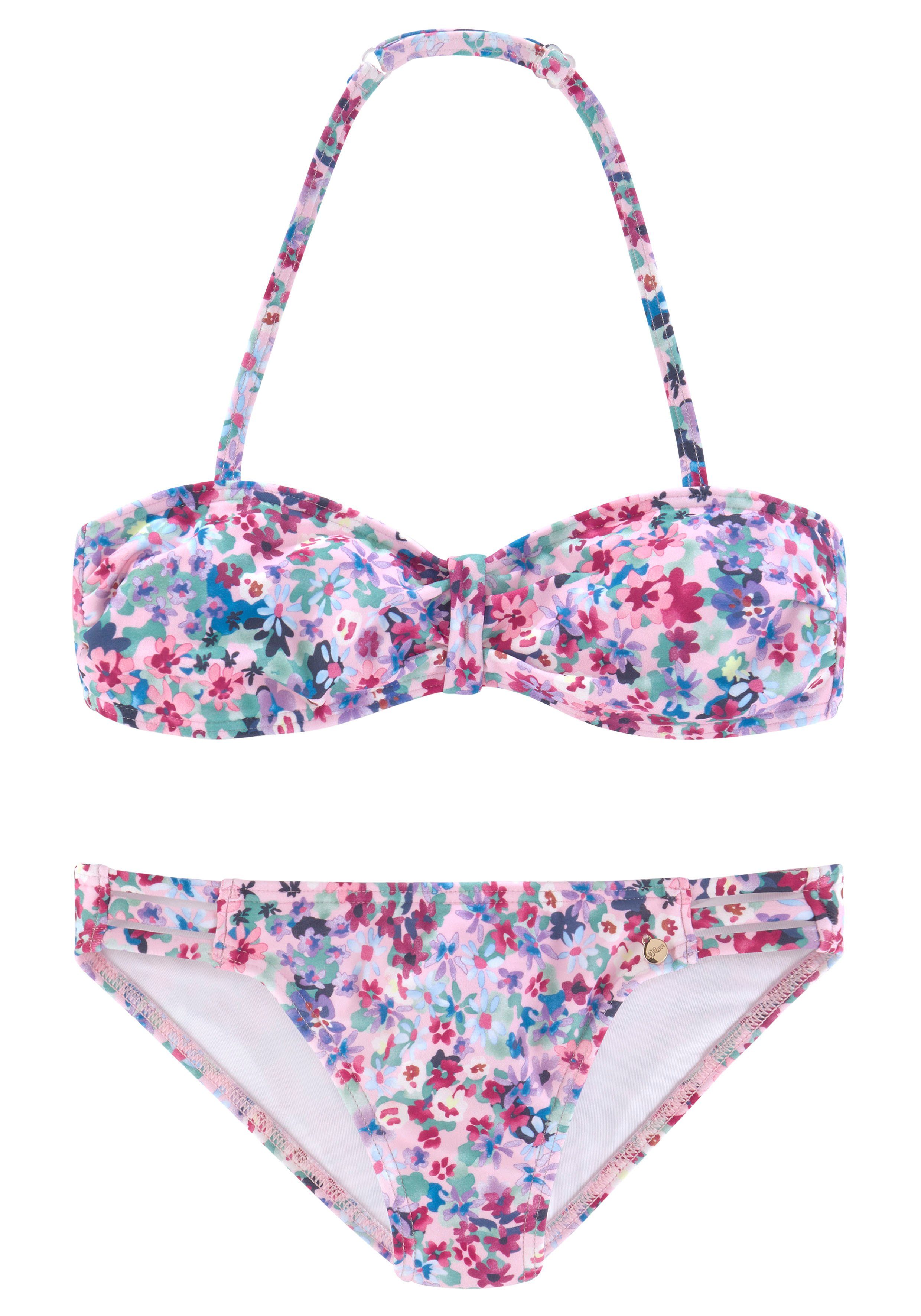 s.Oliver Bandeau-Bikini Scatter Kids mit sommerlichem Blumendruck | Neckholder-Bikinis