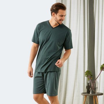 Erwin Müller Pyjama Herren-Shorty Single-Jersey gemustert