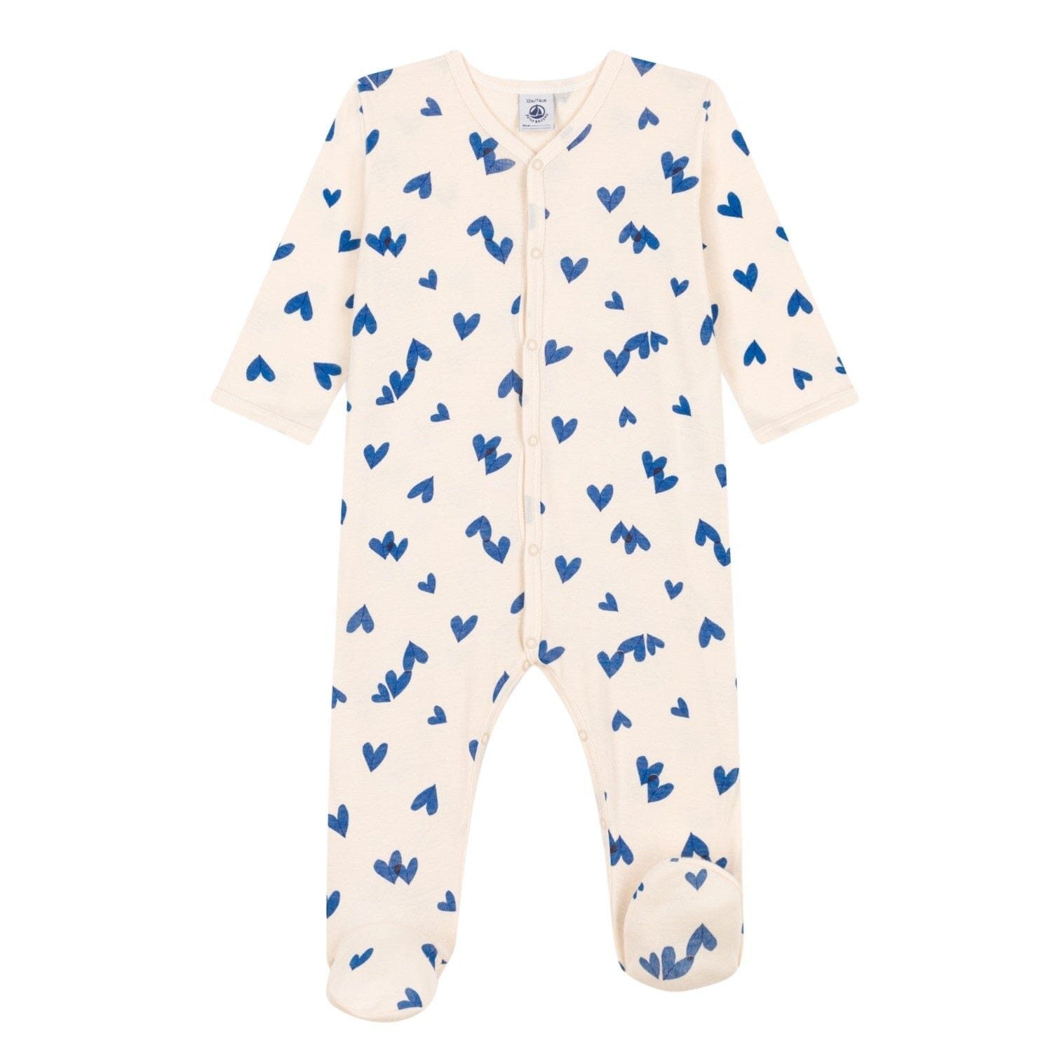 Petit Bateau Strampler Petit Bateau Bodysuit mit blauen Herzen aus Baumwolle